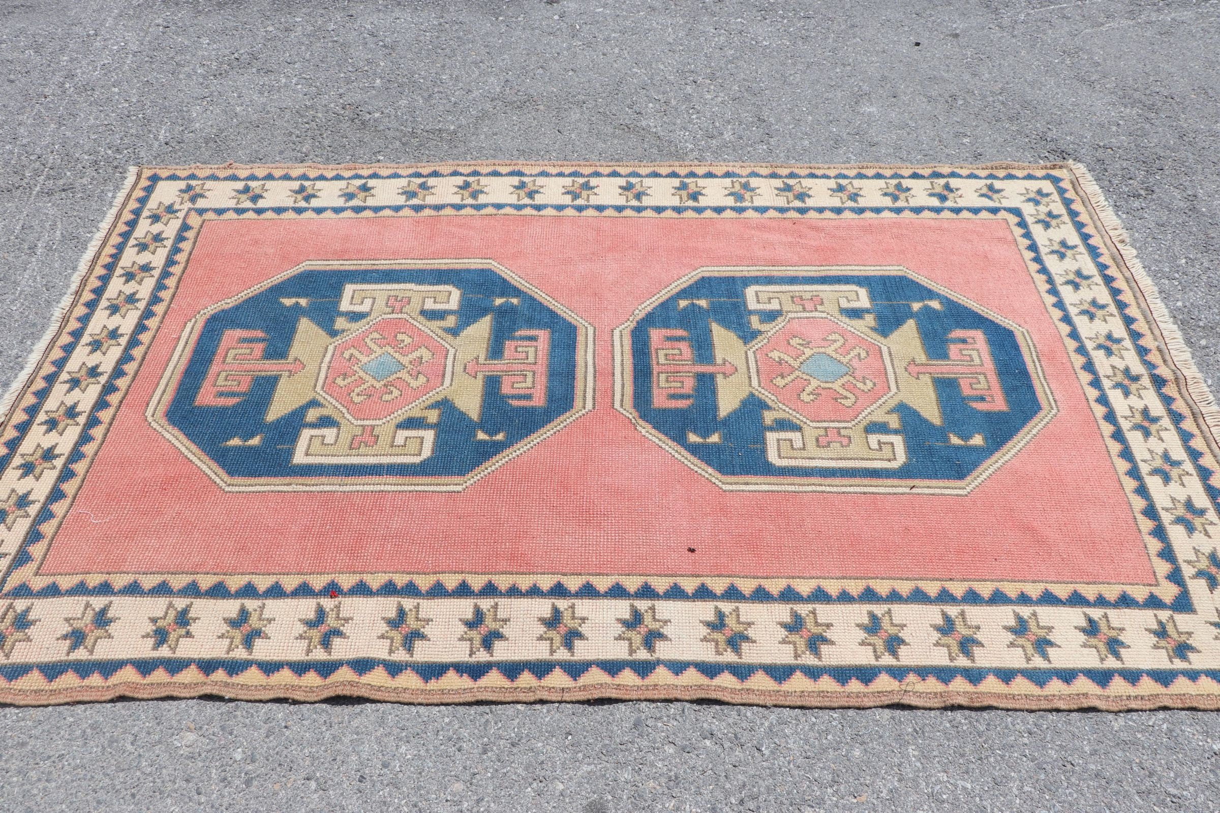 Turkish Rug, Anatolian Rug, Aztec Rugs, Floor Rug, Red Antique Rugs, Dining Room Rug, 4x6.7 ft Area Rugs, Home Decor Rug, Vintage Rug