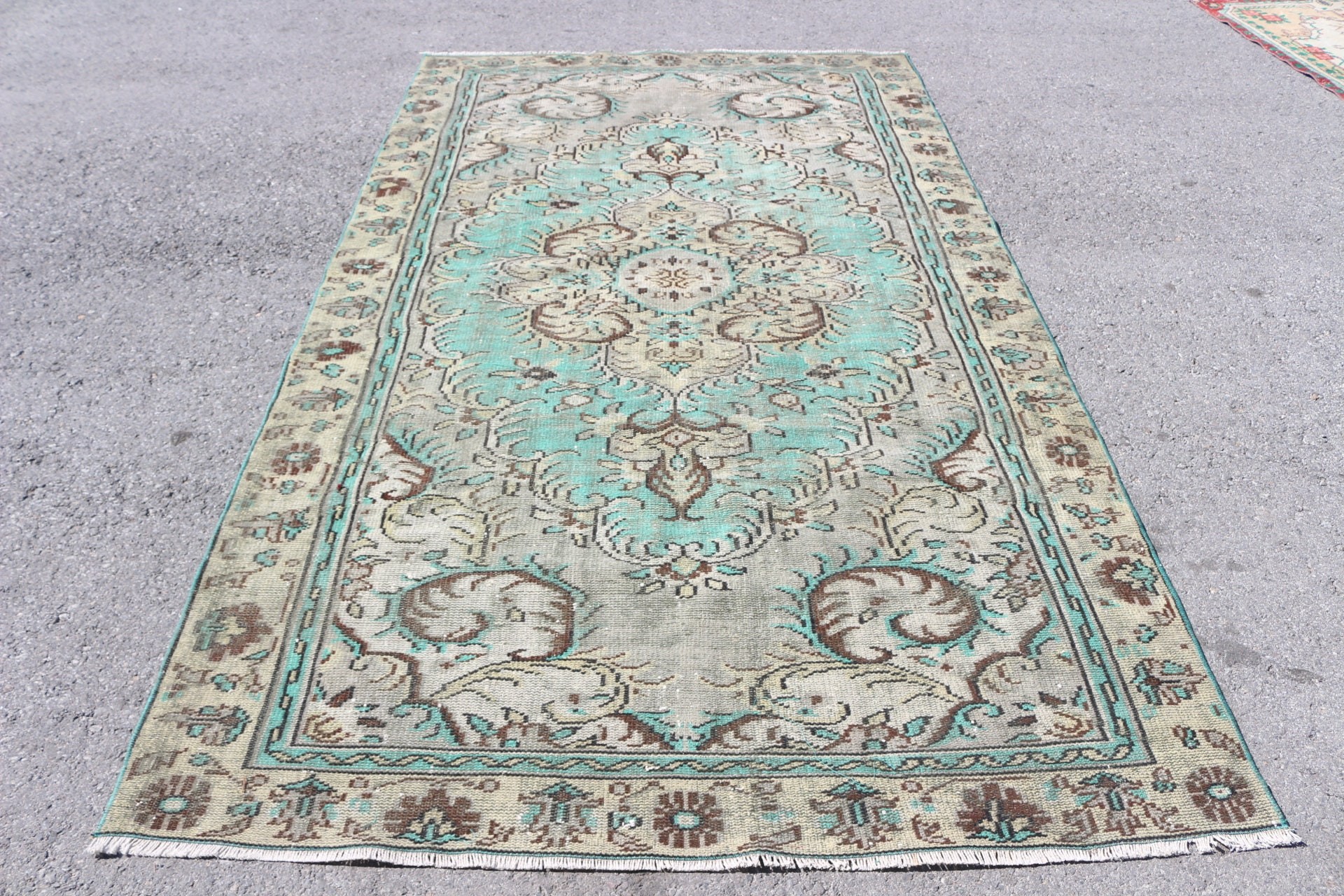 Turkish Rug, Rugs for Dining Room, Cool Rug, Moroccan Rugs, 5.3x9.5 ft Large Rugs, Vintage Rug, Green Cool Rug, Salon Rug, Dining Room Rug