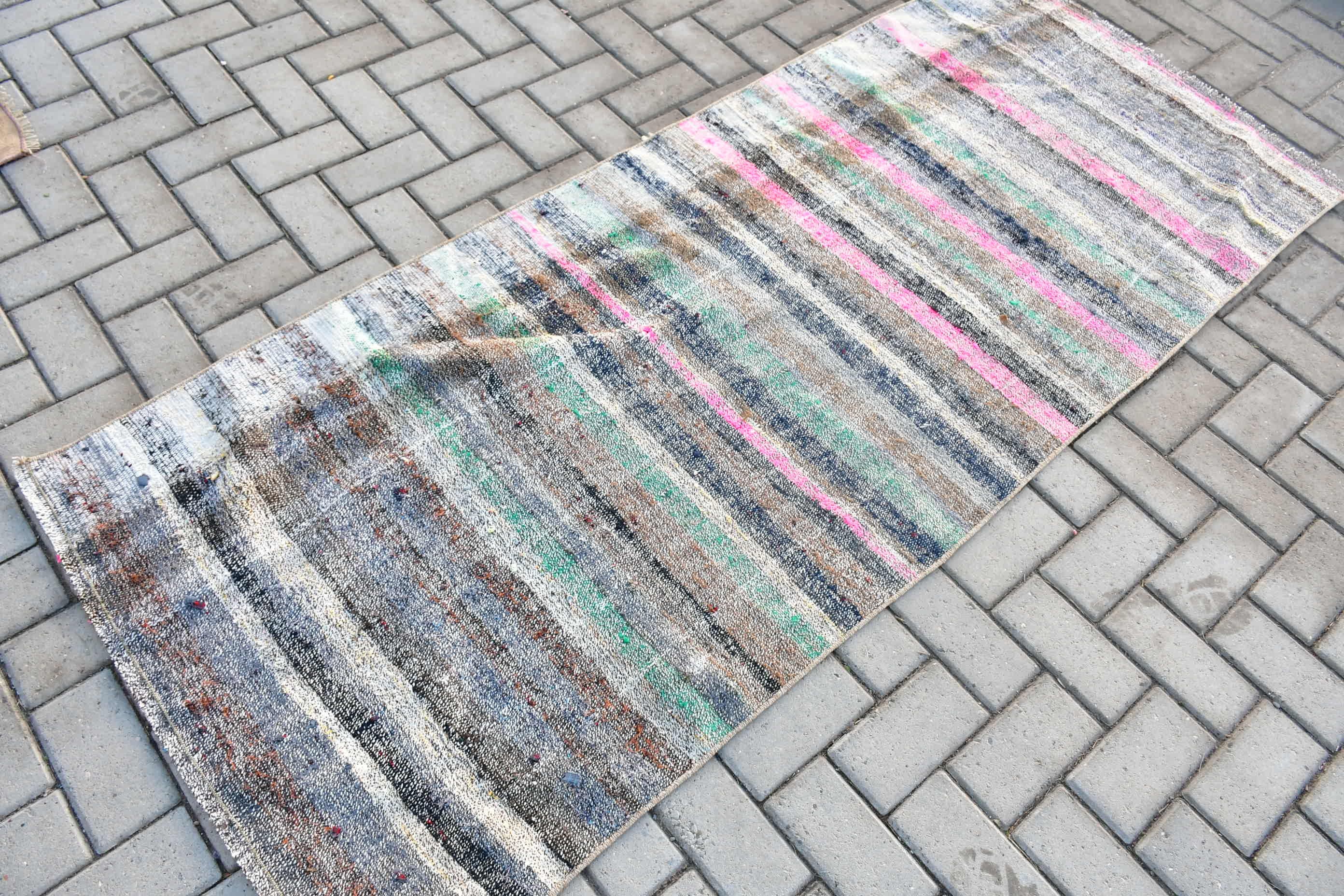 Bedroom Rugs, Vintage Rug, Moroccan Rug, Anatolian Rug, Turkish Rug, Kitchen Rugs, Gray  2.9x6.8 ft Accent Rugs, Kilim