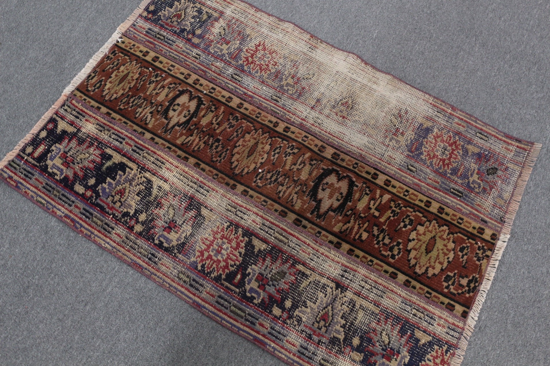 Oriental Rugs, Turkish Rug, Rugs for Bath, Pale Rug, Entry Rug, 2.7x3.8 ft Small Rug, Vintage Rug, Car Mat Rug, Brown Oushak Rug, Cool Rug