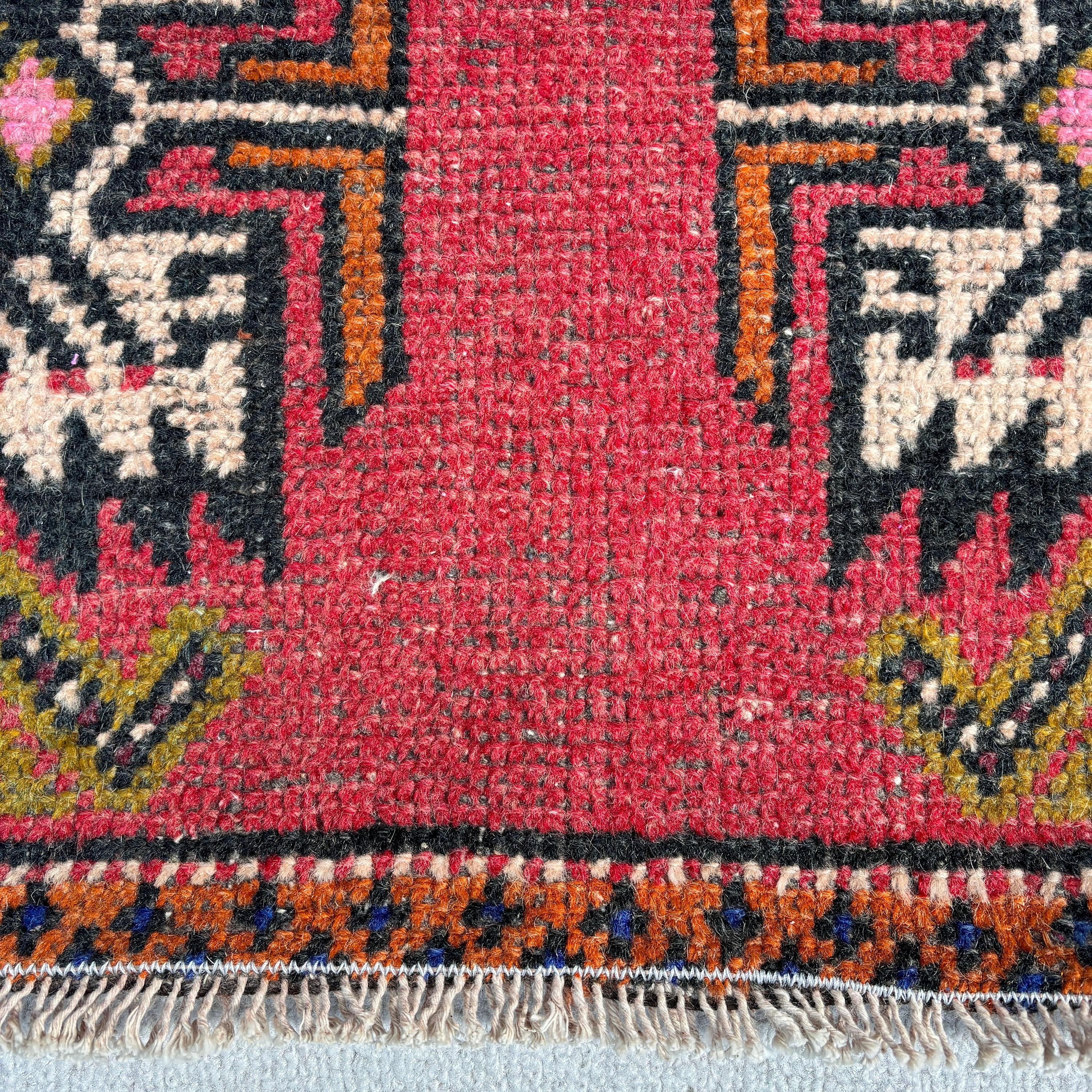 Kırmızı Fas Halıları, Vintage Halı, Küçük Alan Halıları, El Dokuma Halı, Banyo Halısı, Türk Halıları, Yer Halısı, Dış Mekan Halısı, 1.7x3 ft Küçük Halı