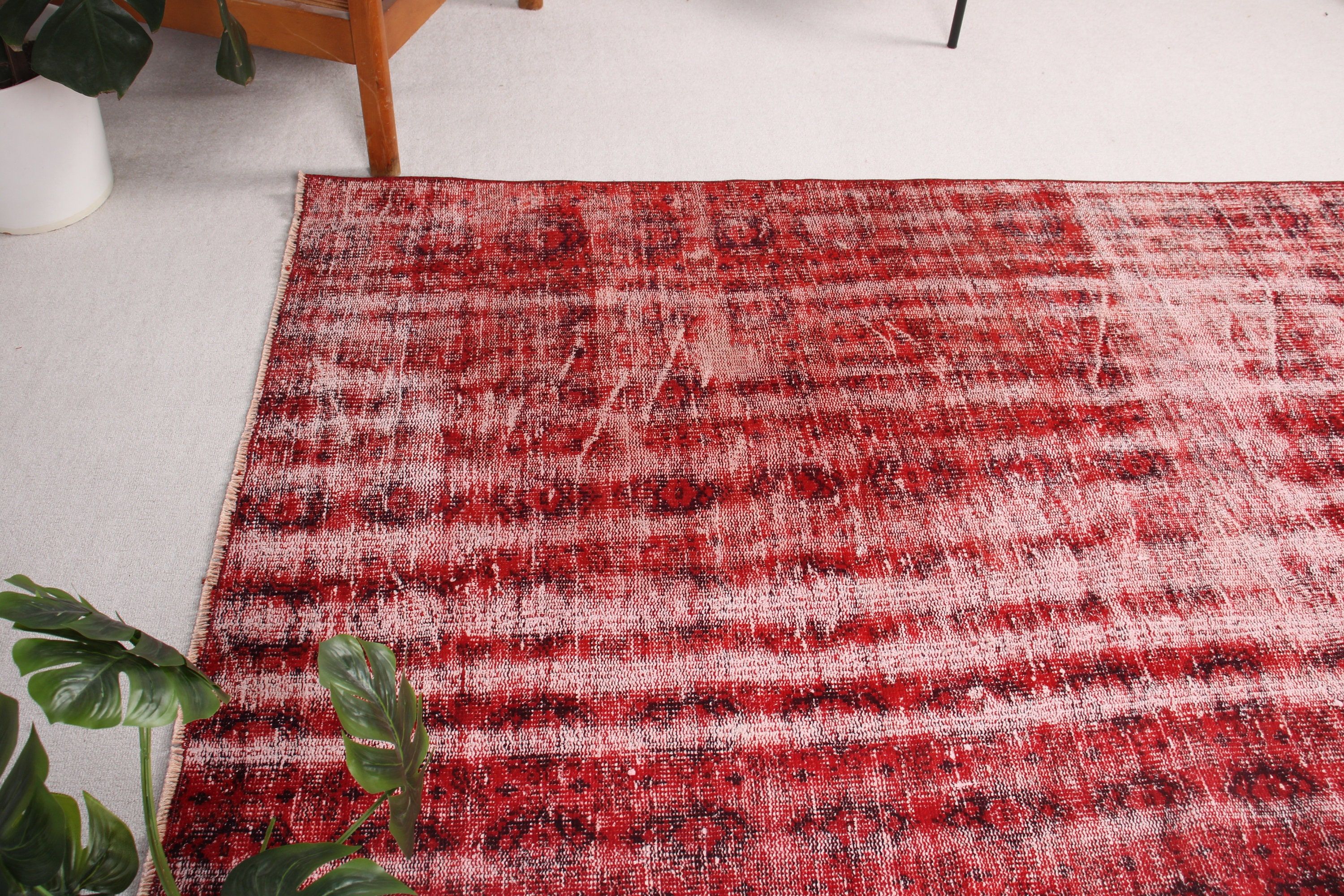 Luxury Rugs, Vintage Rug, Indoor Rug, Vintage Decor Rug, 4.3x7.3 ft Area Rugs, Flatweave Rug, Turkish Rugs, Red Statement Rug, Kitchen Rug