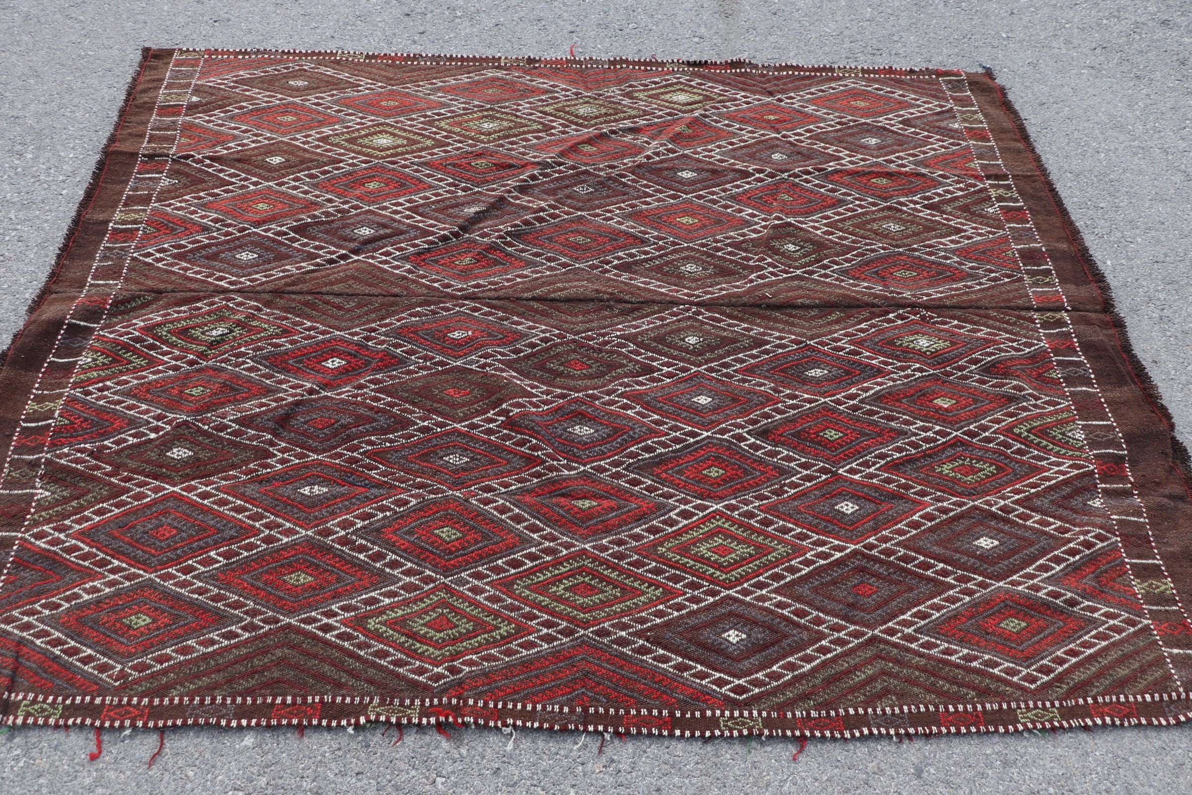 Yemek Odası Halısı, Vintage Halı, Gri 4.9x6.4 ft Alan Halıları, Yer Halısı, Yatak Odası Halıları, Alan Halıları, Türk Halısı, Sanat Halısı, Kilim