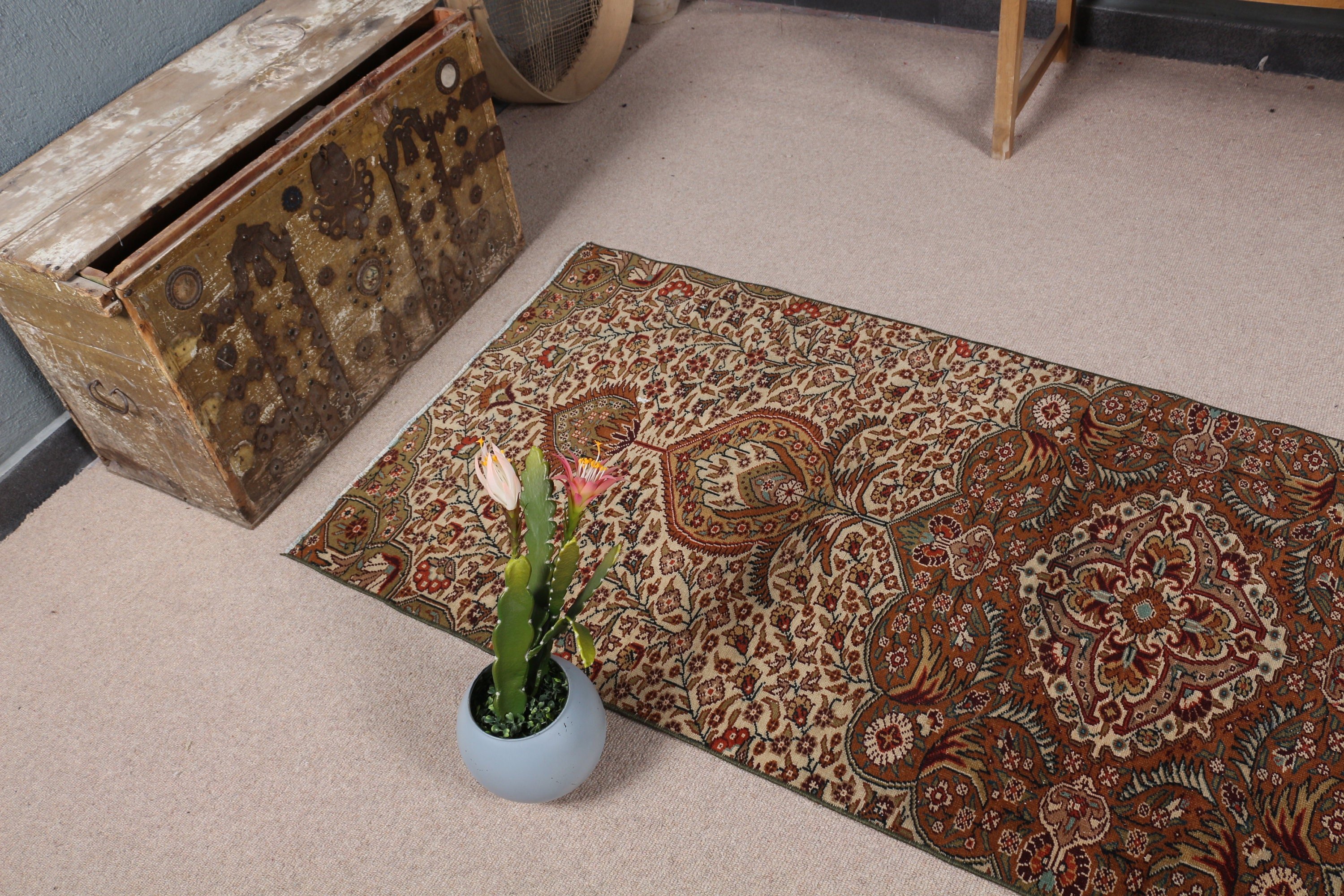 Art Rug, Rugs for Kitchen, Brown Kitchen Rug, Turkish Rug, Vintage Rugs, Vintage Decor Rug, Oriental Rugs, Wool Rugs, 2.9x7.6 ft Runner Rug