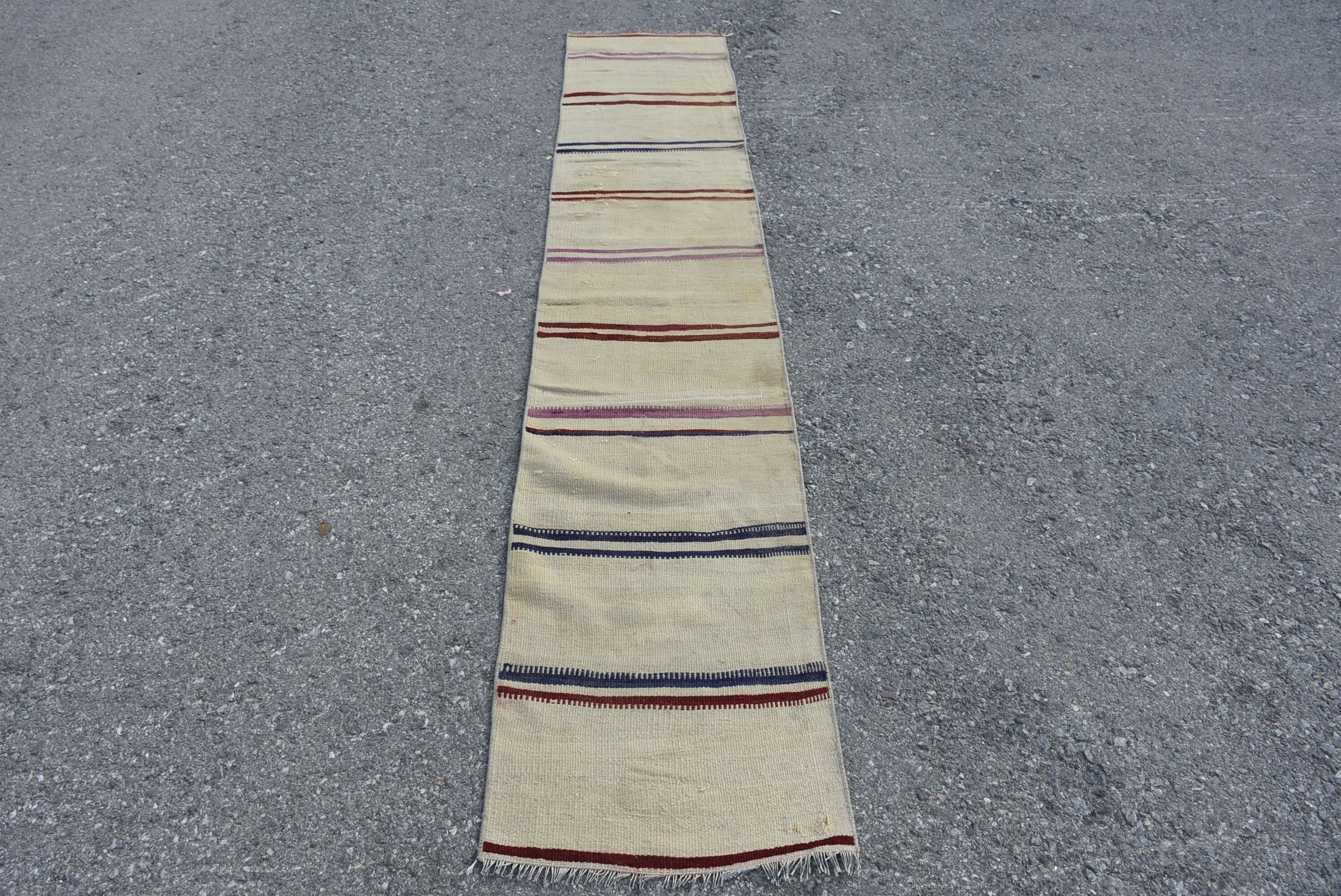 Yün Halı, Eski Halı, Türk Halıları, Beyaz Ev Dekorasyonu Halısı, Kilim, Vintage Halılar, Koridor Halısı, 1.6x8.4 ft Runner Halıları, Merdiven Halıları