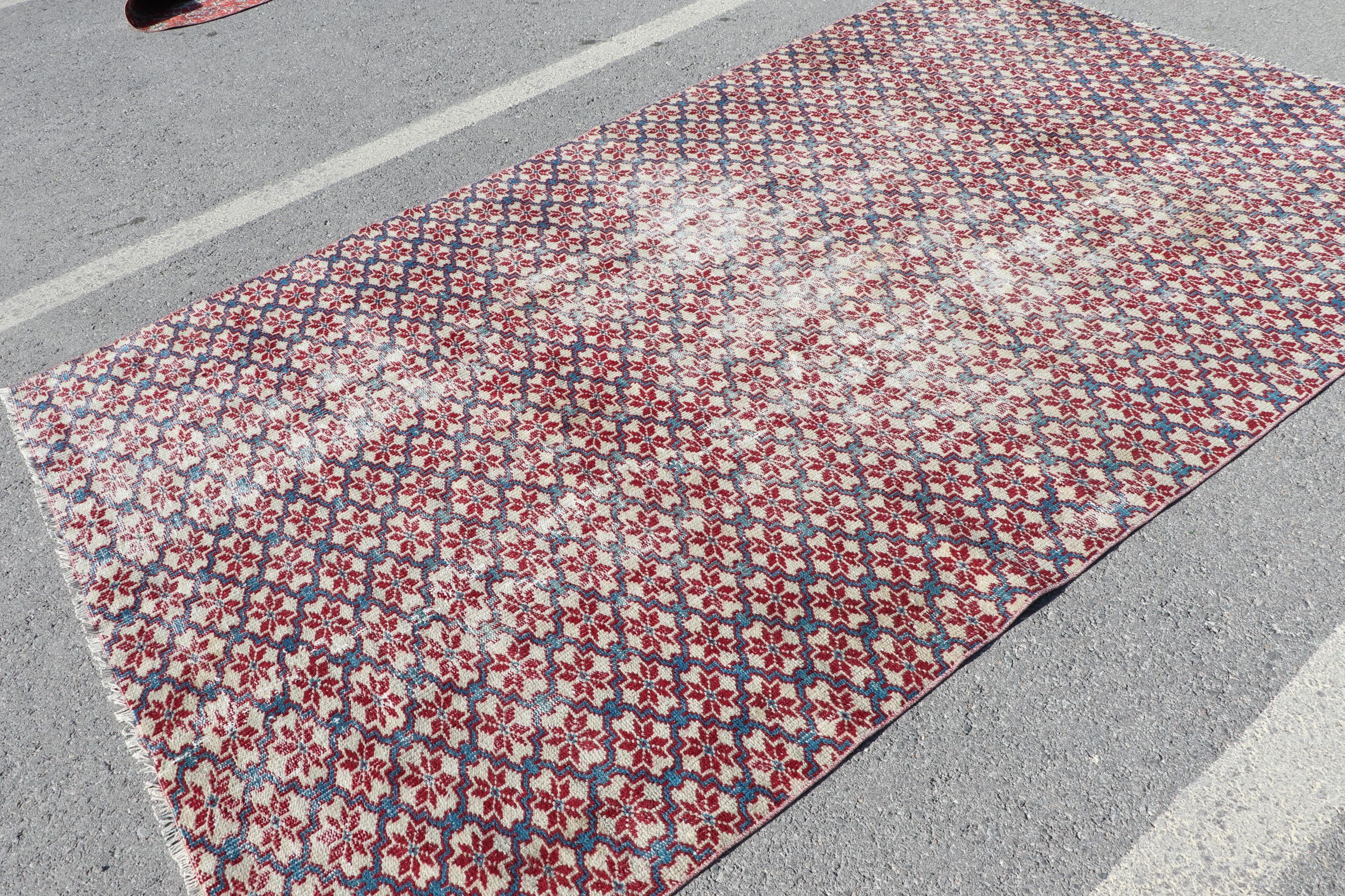 Red  6x9.6 ft Large Rug, Anatolian Rug, Turkish Rugs, Home Decor Rugs, Bedroom Rug, Living Room Rugs, Nomadic Rug, Vintage Rug