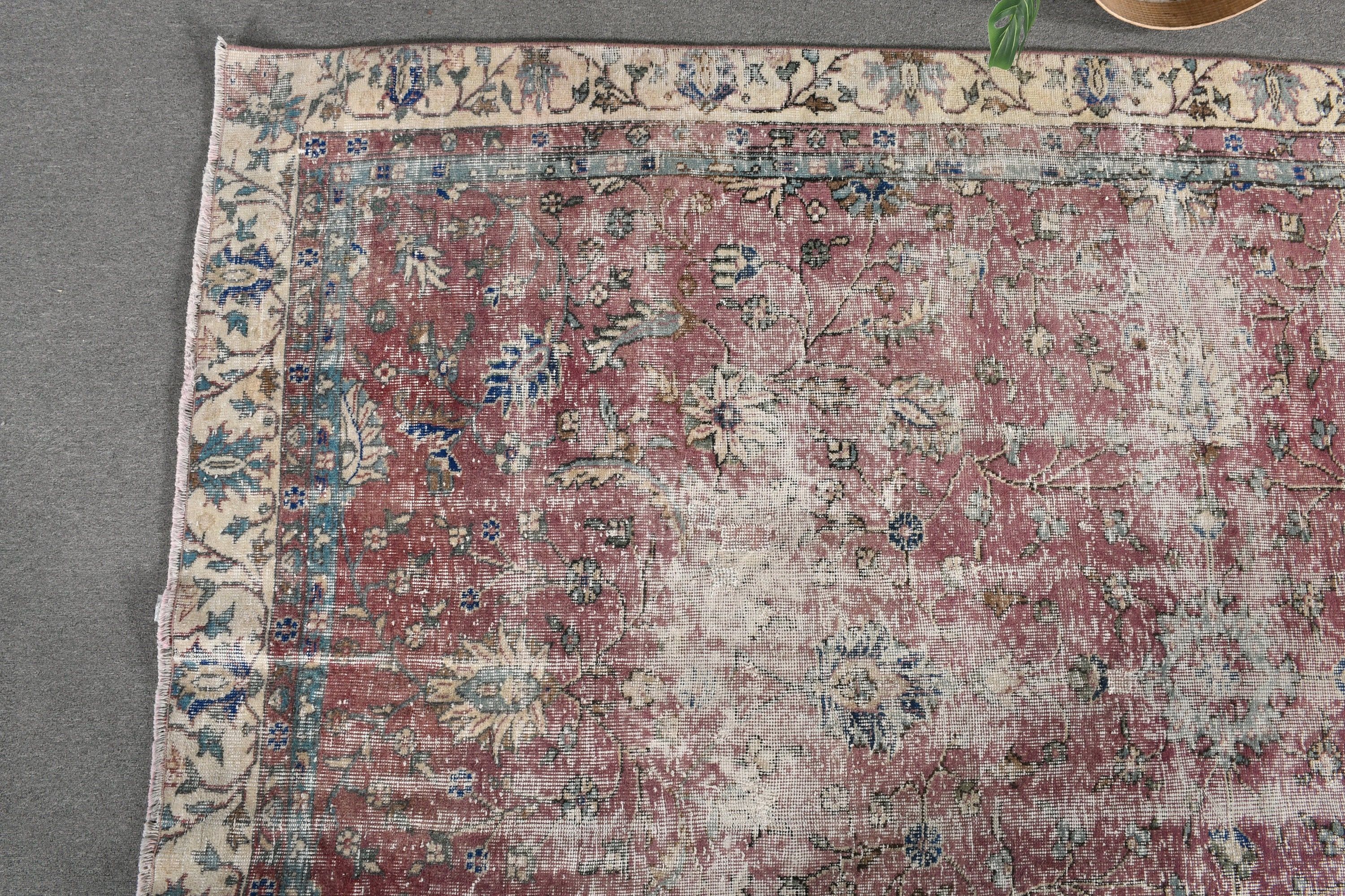 Türk Halısı, Mor Fas Halısı, Yatak Odası Halısı, Yün Halısı, 6,4x9,5 ft Büyük Halılar, Anadolu Halısı, Vintage Halı, Türkiye Halıları, Yemek Odası Halısı