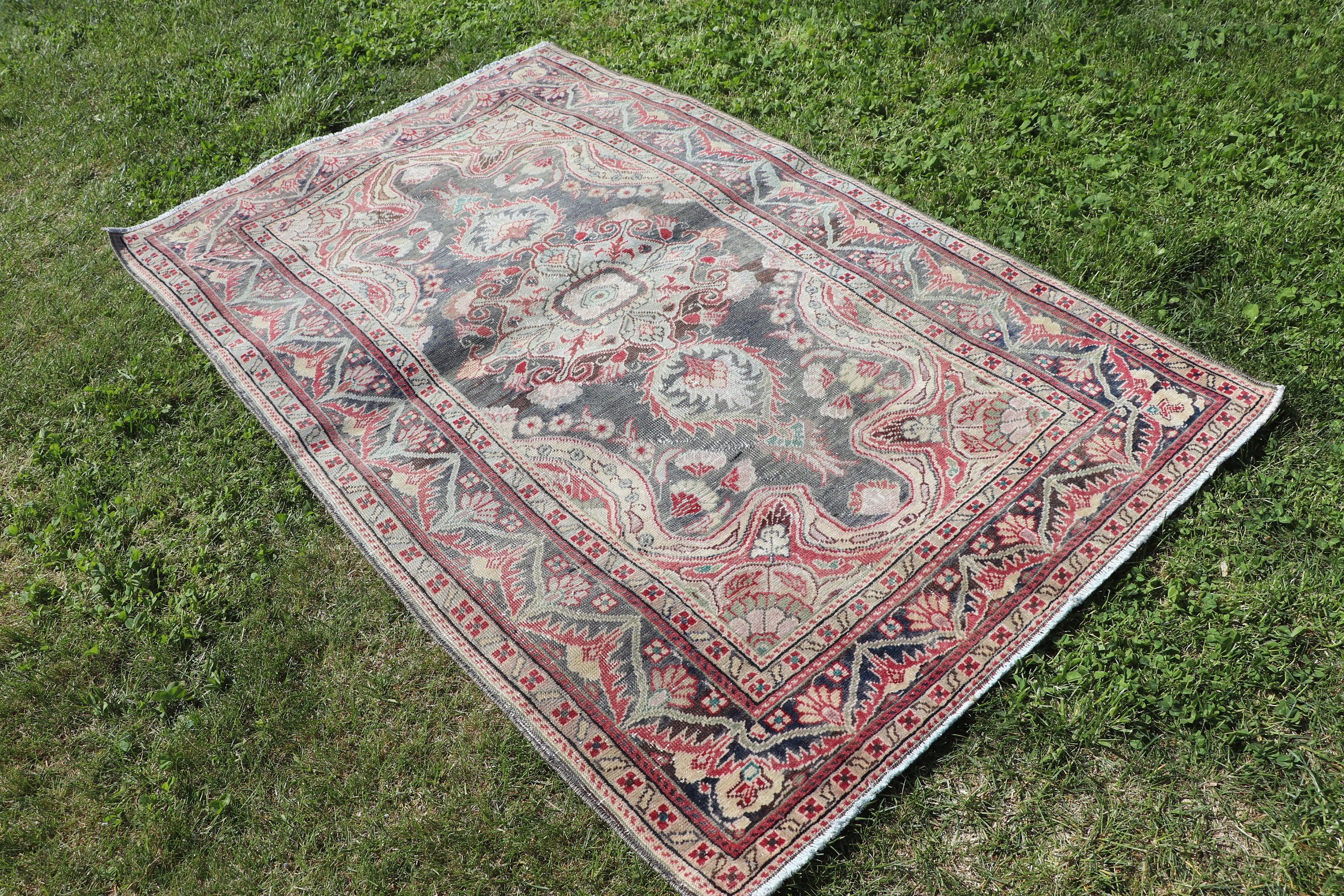 Nursery Rugs, Oriental Rugs, Turkish Rug, Aztec Rug, Cool Rug, Bathroom Rugs, Vintage Rug, Brown Geometric Rugs, 2.9x4.7 ft Small Rug