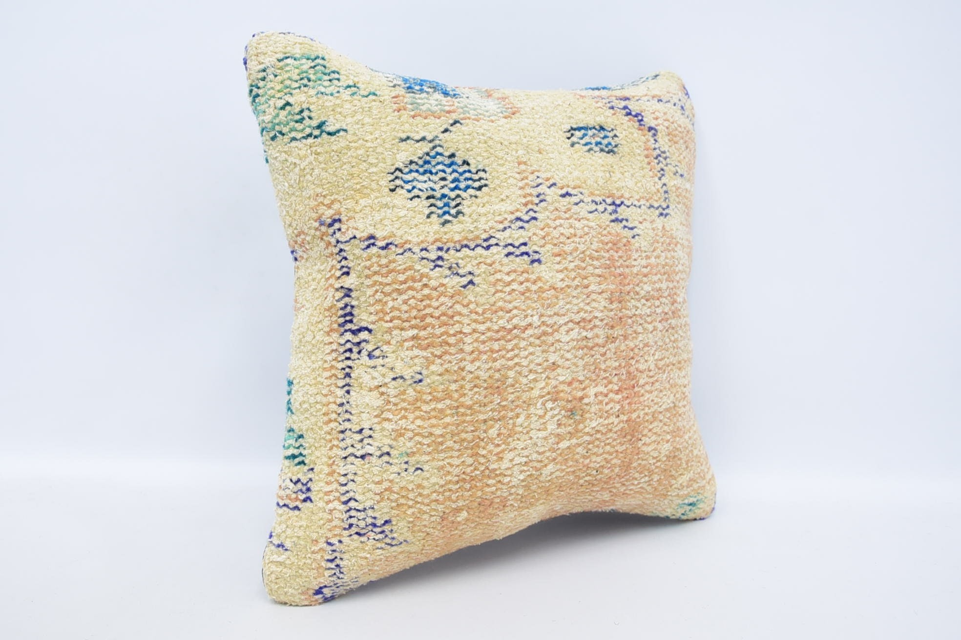 Home Decor Pillow, 16"x16" Beige Pillow Case, Square Throw Pillow Sham, Turkish Pillow, Farmhouse Pillow Case, Vintage Kilim Pillow