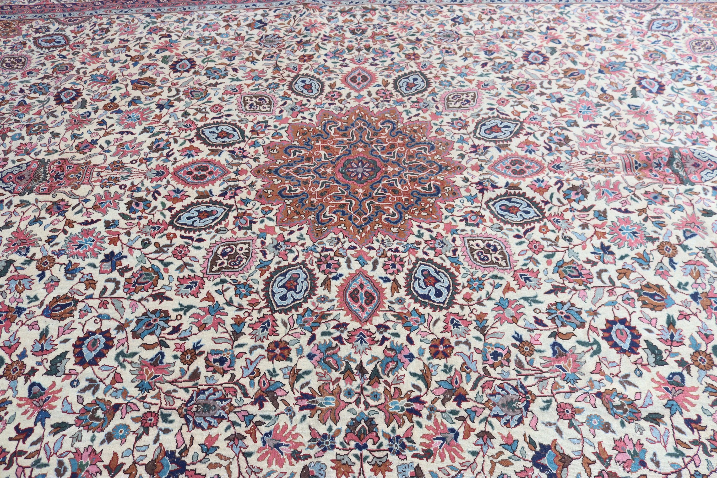 Mutfak Halısı, Sanatsal Halılar, Türk Halıları, Bej Açıklama Halısı, El Dokuma Halıları, Büyük Boy Türk Halısı, Vintage Halı, 10.1x14.6 ft Büyük Boy Halı