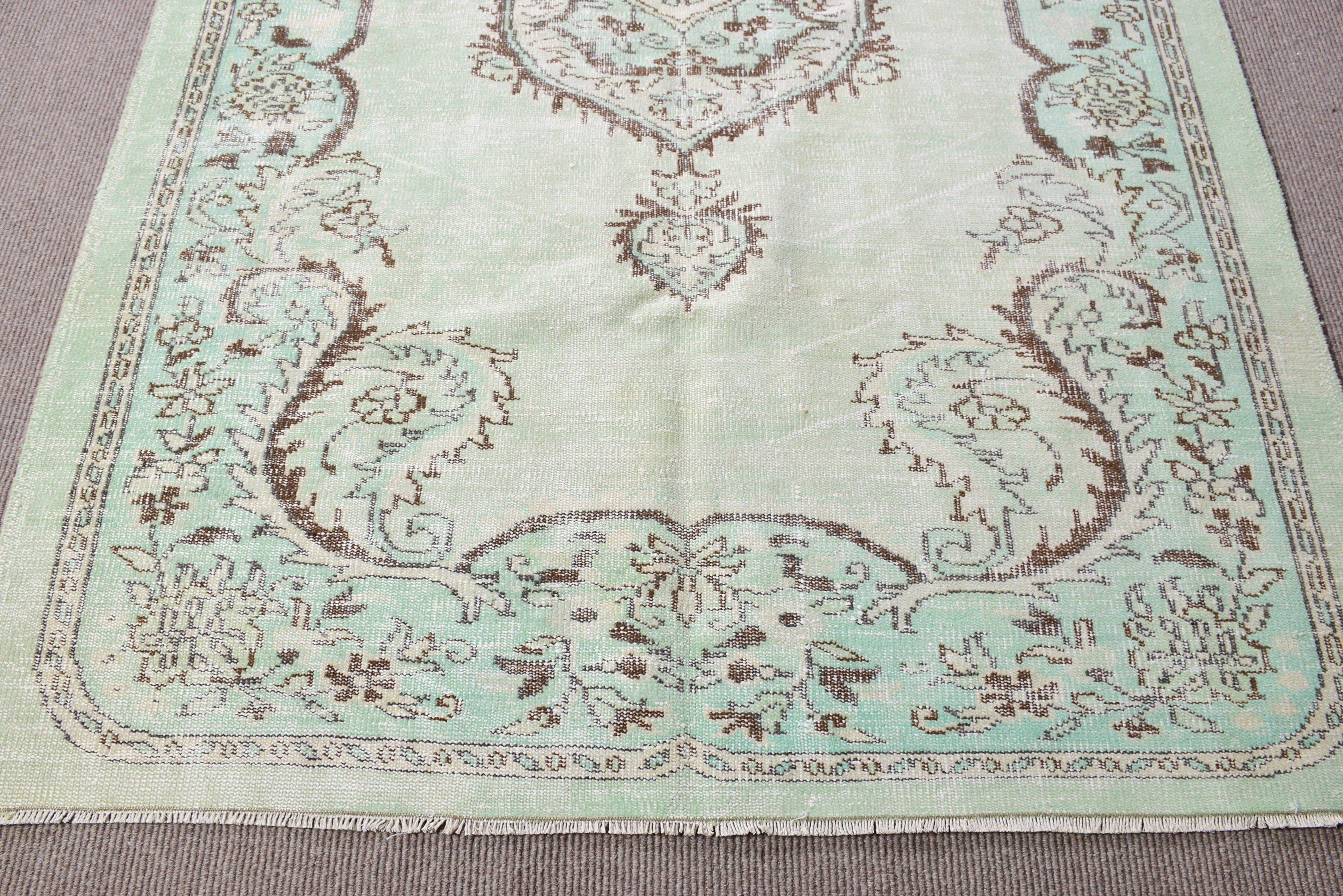 Antique Rugs, Dining Room Rug, Bedroom Rug, Organic Rugs, Green Wool Rugs, Vintage Rugs, Turkish Rugs, 5.8x9.3 ft Large Rug, Kitchen Rugs