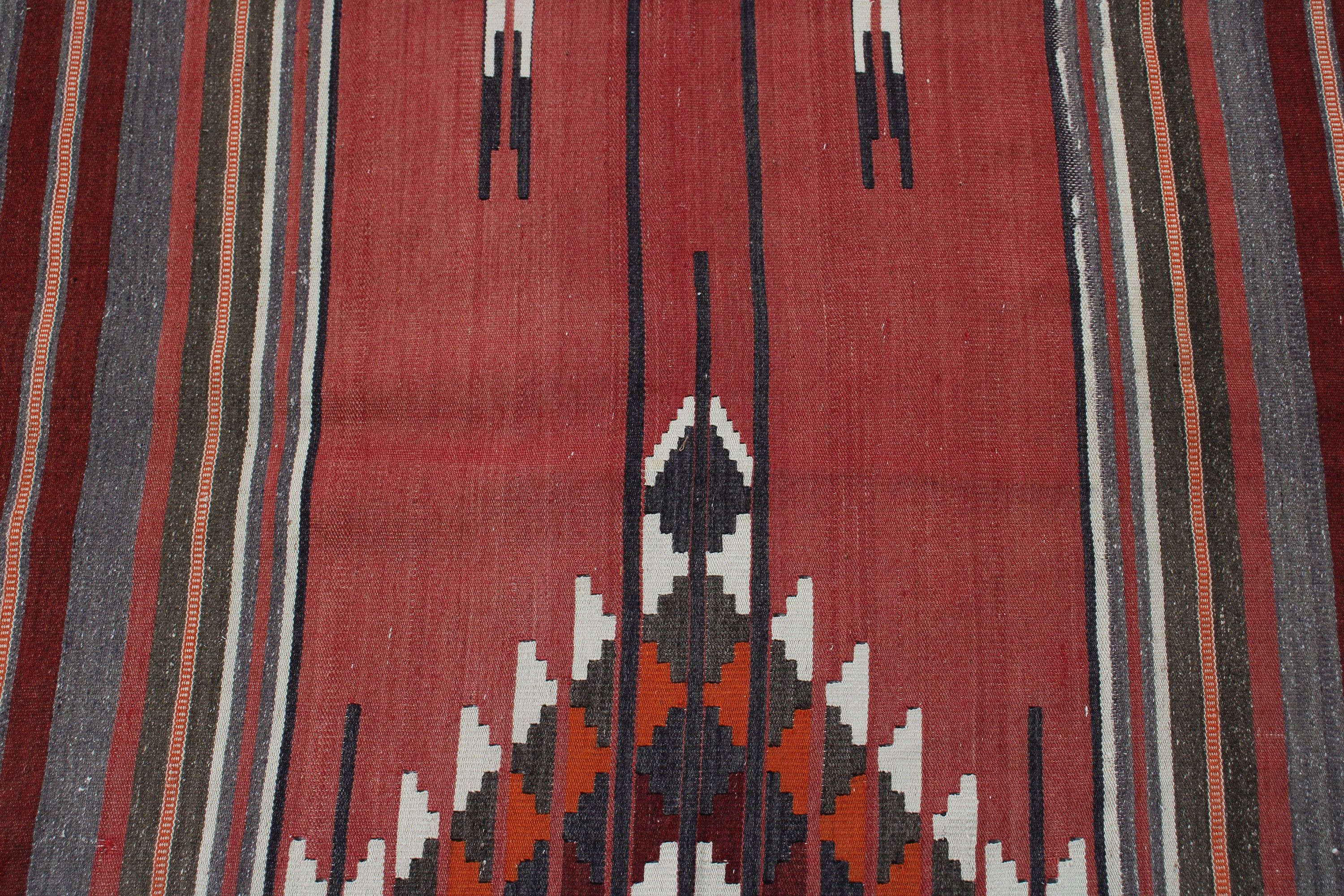 2.2x9.8 ft Runner Halıları, Kırmızı Geometrik Halı, Runner Halıları, Koridor Halısı, Vintage Halı, Ev Dekor Halısı, Türk Halıları, Kilim, Nötr Halılar