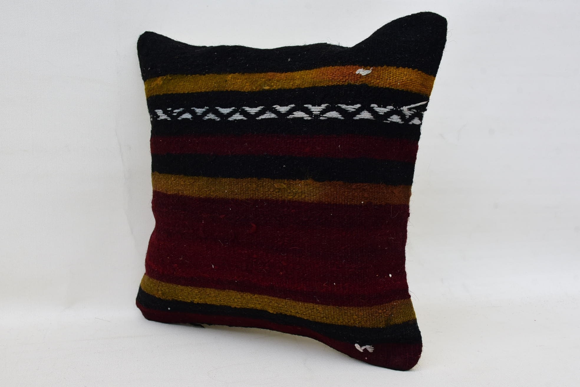 Handmade Kilim Cushion, Square Throw Pillow Sham, Handwoven Pillow, 14"x14" Red Pillow Case, Kilim Cushion Sham, Ethnical Kilim Rug Pillow