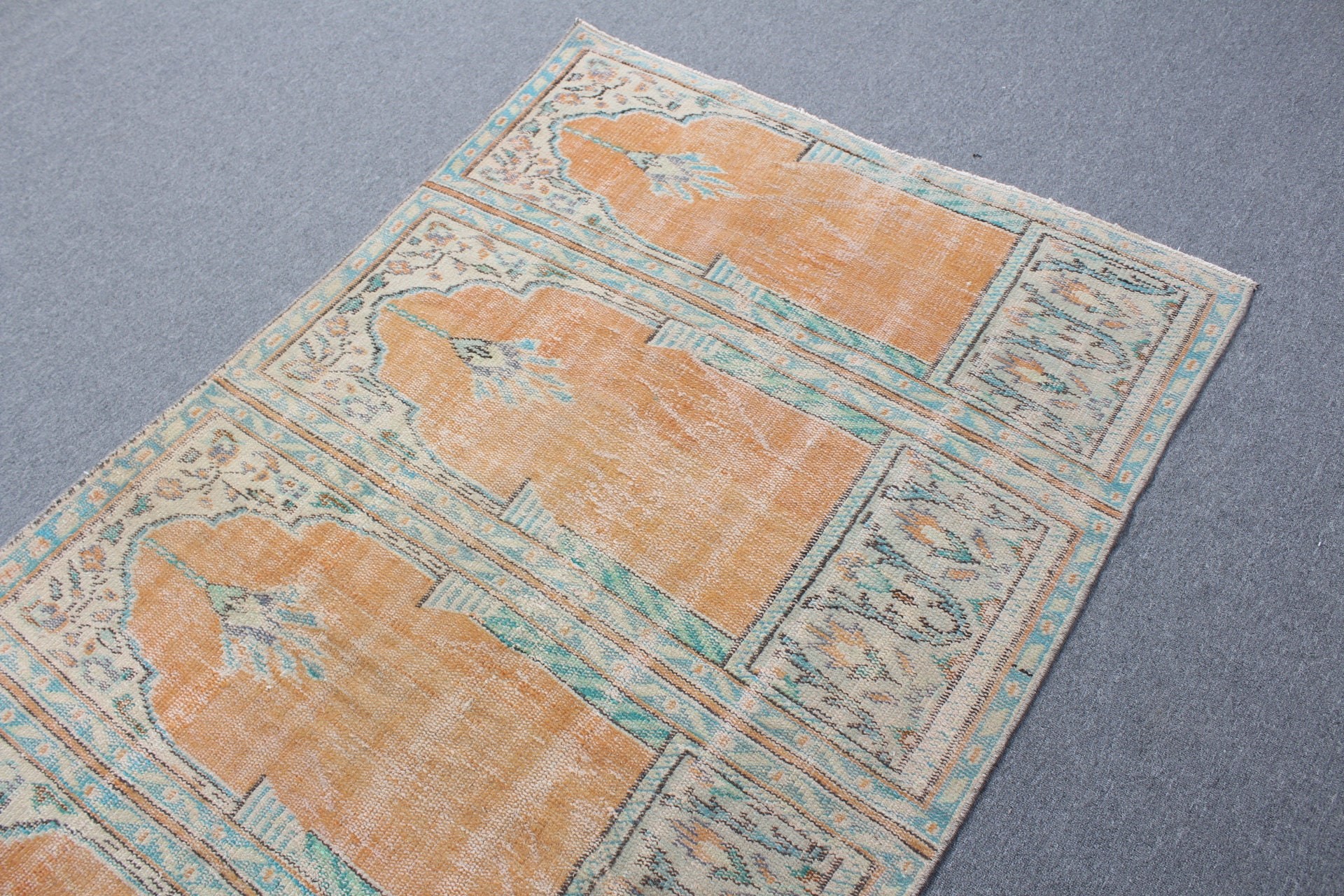 Turkish Rug, Living Room Rug, Rugs for Area, Home Decor Rug, 3.8x7.7 ft Area Rug, Cute Rug, Vintage Rug, Orange Home Decor Rug, Antique Rug