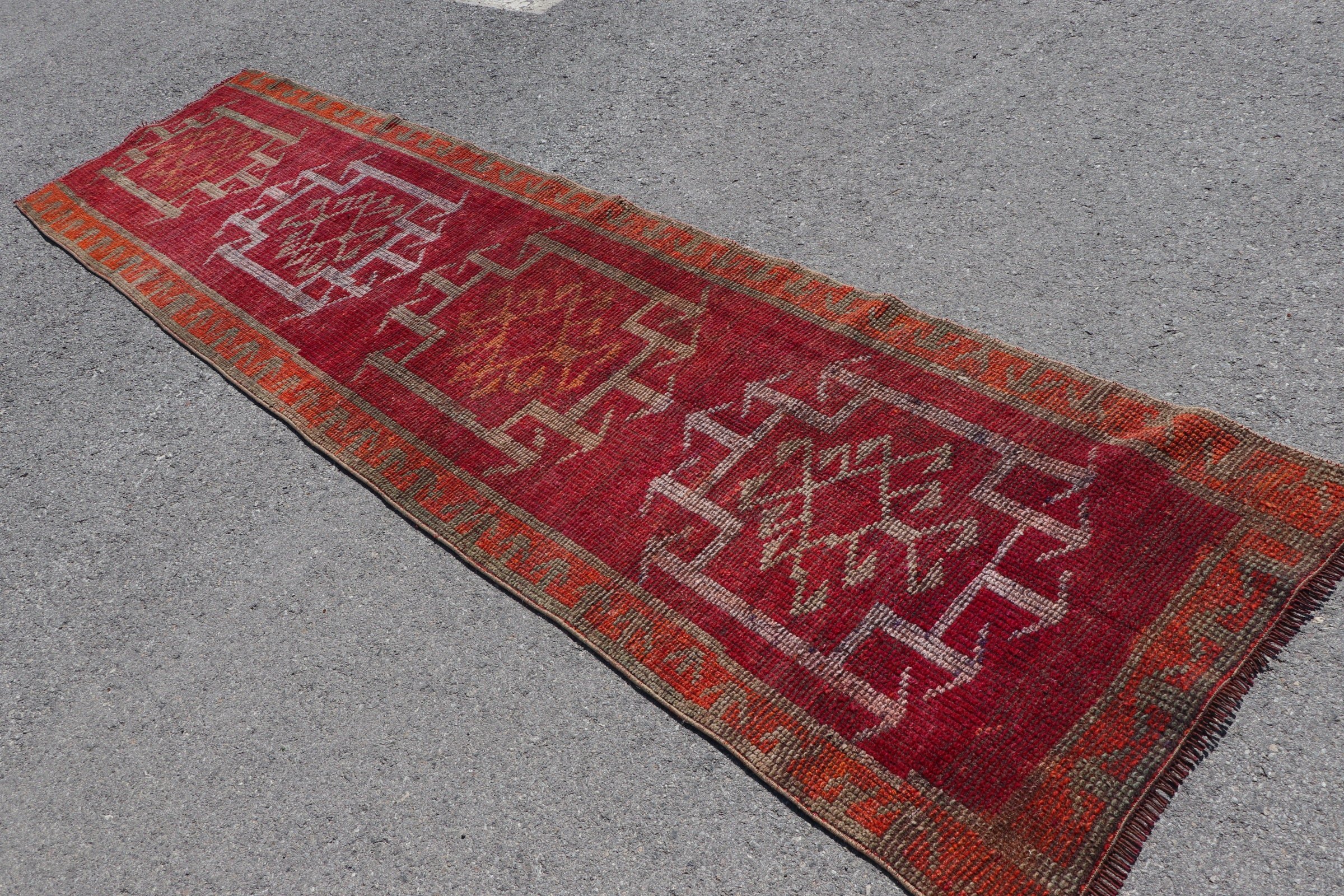 Anatolian Rug, Turkish Rug, Ethnic Rug, Rugs for Runner, Bedroom Rugs, Vintage Rug, Red Floor Rugs, 2.9x11.4 ft Runner Rug, Stair Rug