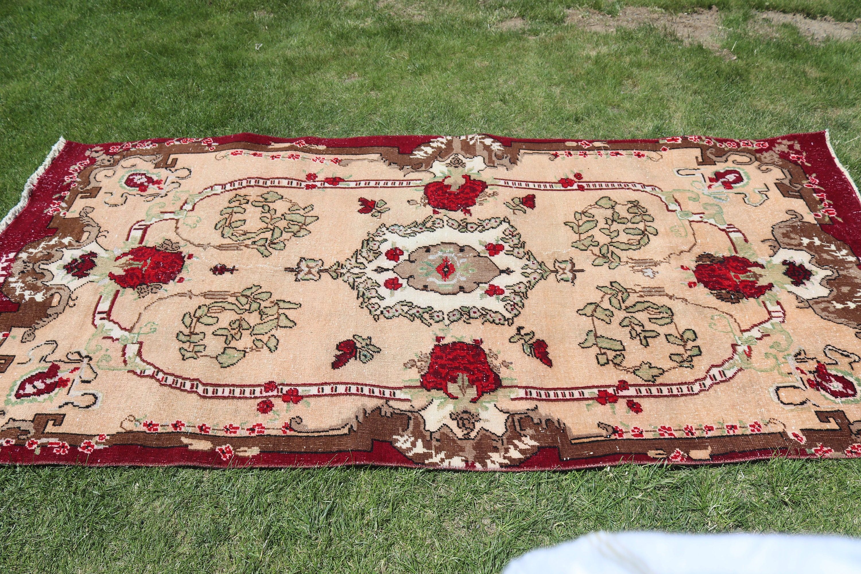 Vintage Halı, 3,9x8 ft Alan Halıları, Geometrik Halı, Yatak Odası Halısı, Türk Halıları, Nötr Halılar, Pembe Yer Halıları, Mutfak Halısı, İç Mekan Halıları