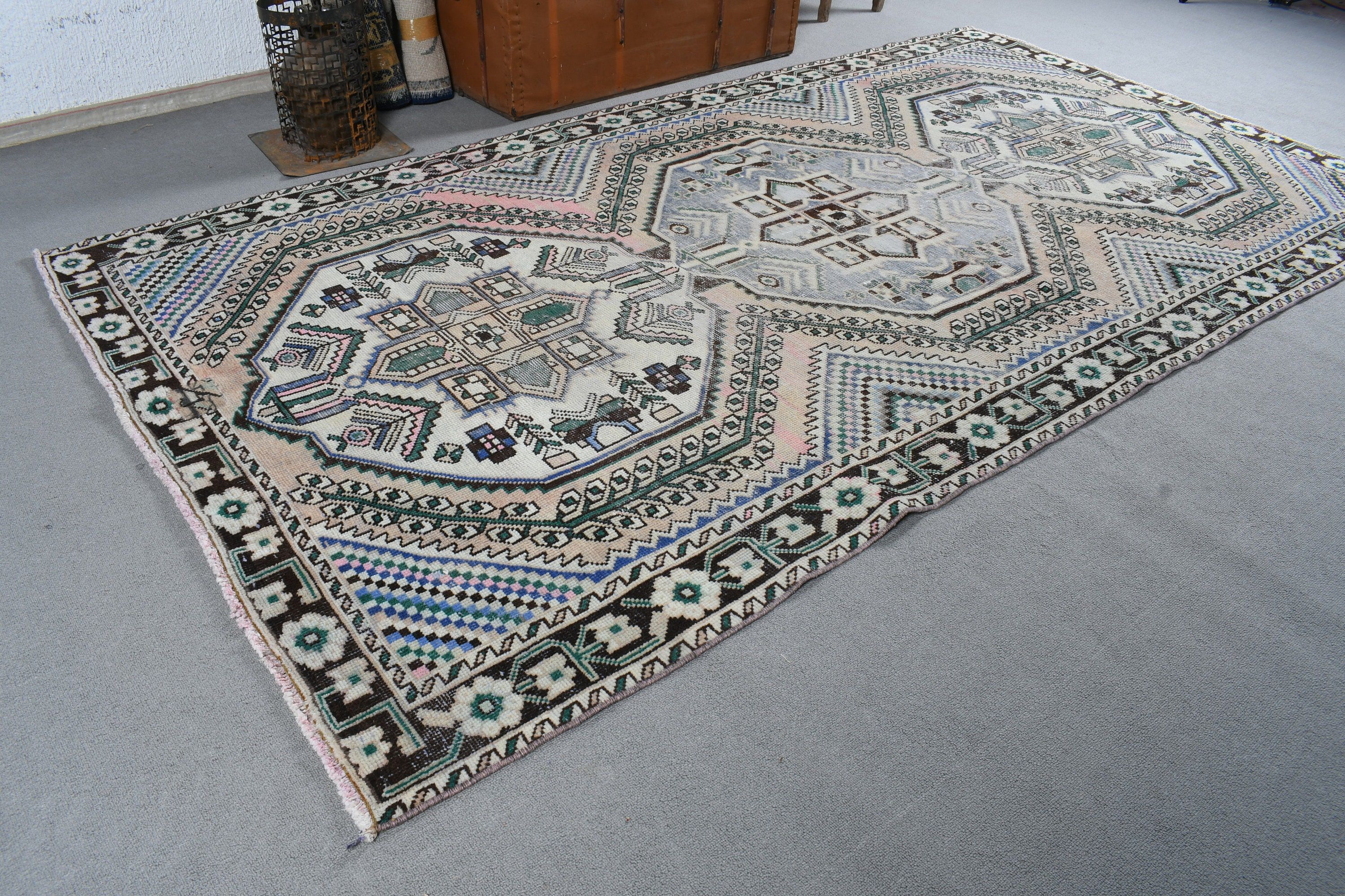 Yatak Odası Halıları, Vintage Halılar, 5.1x9.4 ft Büyük Halı, Fas Halıları, Oushak Halıları, Türk Halıları, Yemek Odası Halısı, Bej Ev Dekor Halıları