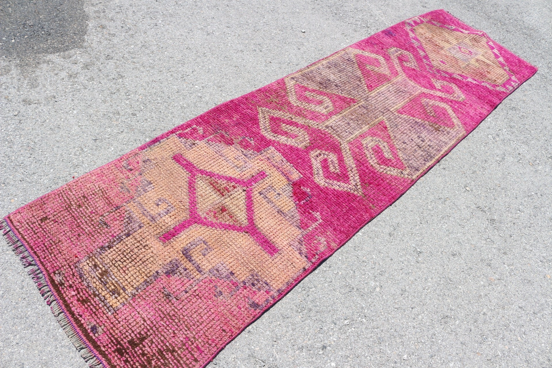 Runner Halıları, Vintage Halı, 2.6x9.7 ft Runner Halısı, Oushak Halısı, Türk Halıları, Merdiven Halısı, Antika Halı, Pembe Oushak Halıları, Koridor Halısı