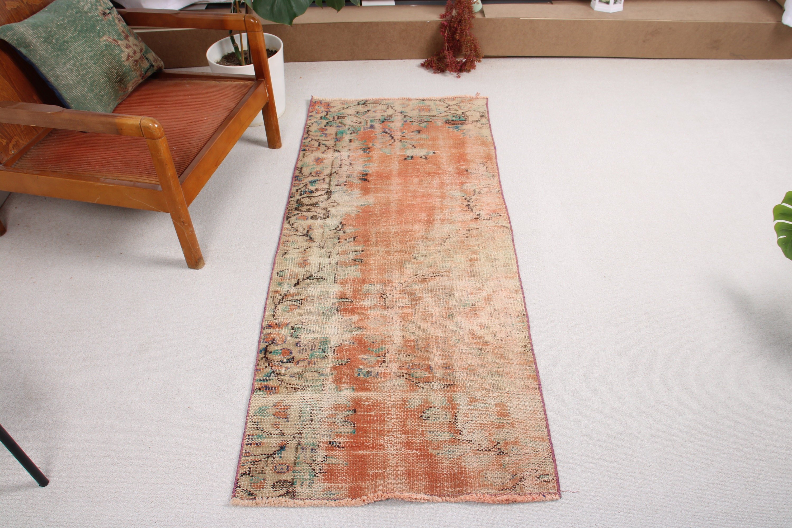 Orange Statement Rug, Bath Rugs, Vintage Rug, Antique Rugs, Turkish Rug, Home Decor Rug, Small Boho Rug, Floor Rug, 2.3x5.4 ft Small Rugs