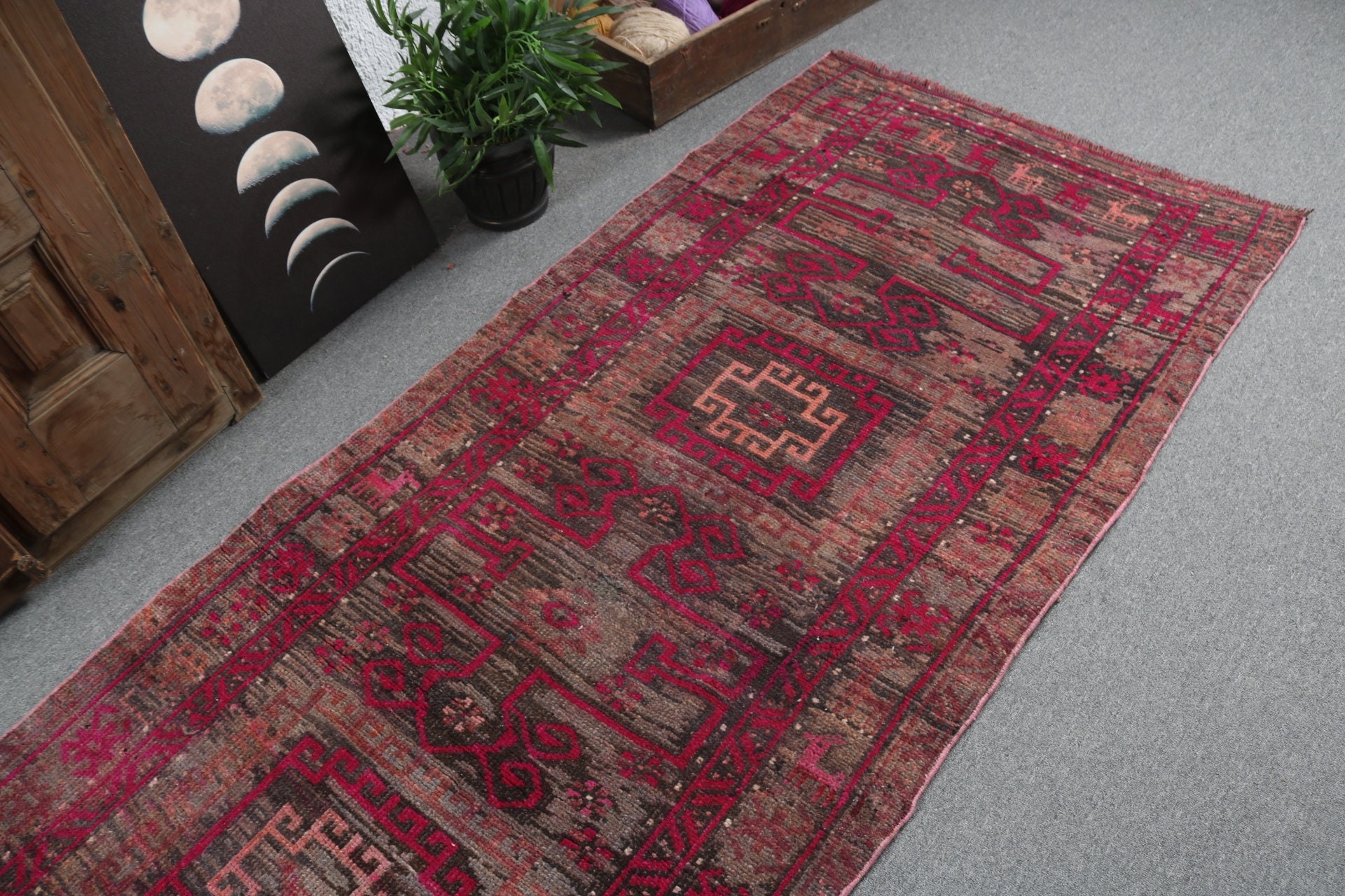 3.3x9.9 ft Runner Halı, Koridor Halıları, Pembe Düz Dokuma Halı, Fas Halısı, Vintage Halılar, Mutfak Halısı, Aztek Halıları, Yatak Odası Halısı, Türk Halısı