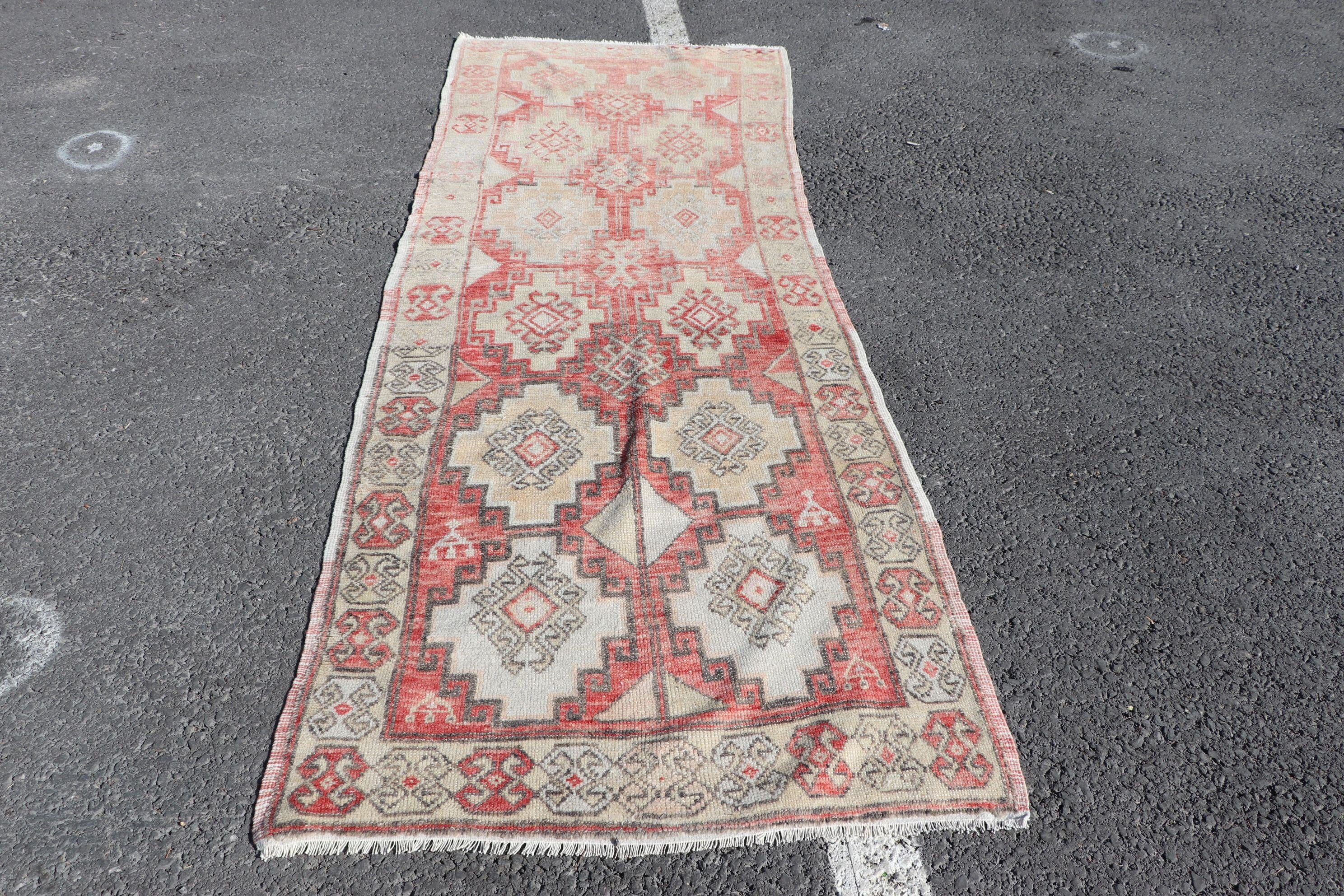 Turkish Rugs, Stair Rug, Rugs for Hallway, Antique Rug, Red Anatolian Rug, Kitchen Rug, 3.2x8.7 ft Runner Rugs, Bedroom Rug, Vintage Rugs