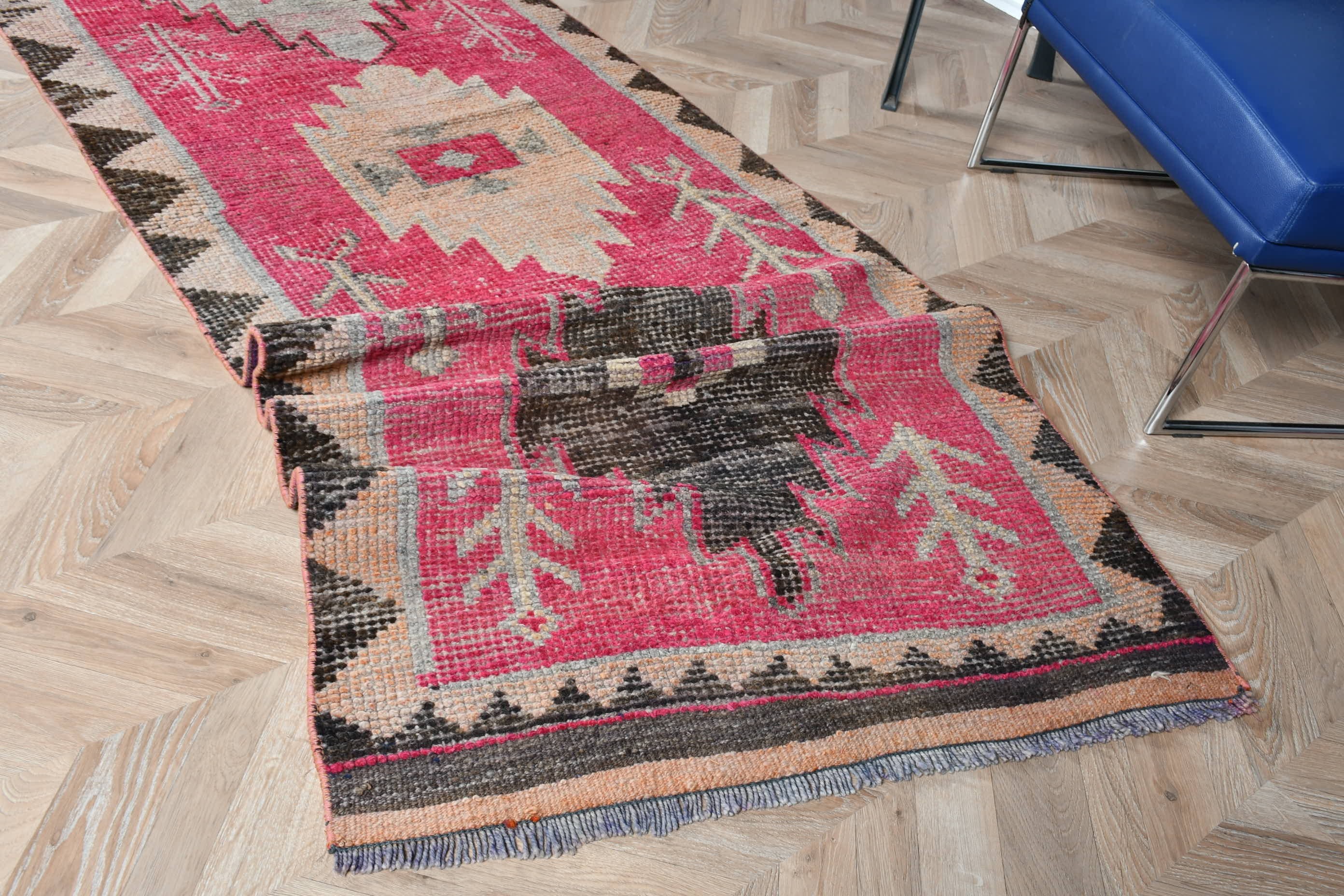 3x10.2 ft Runner Rug, Pink Moroccan Rugs, Bedroom Rug, Turkish Rug, Rugs for Corridor, Old Rugs, Kitchen Rugs, Vintage Rug, Anatolian Rug