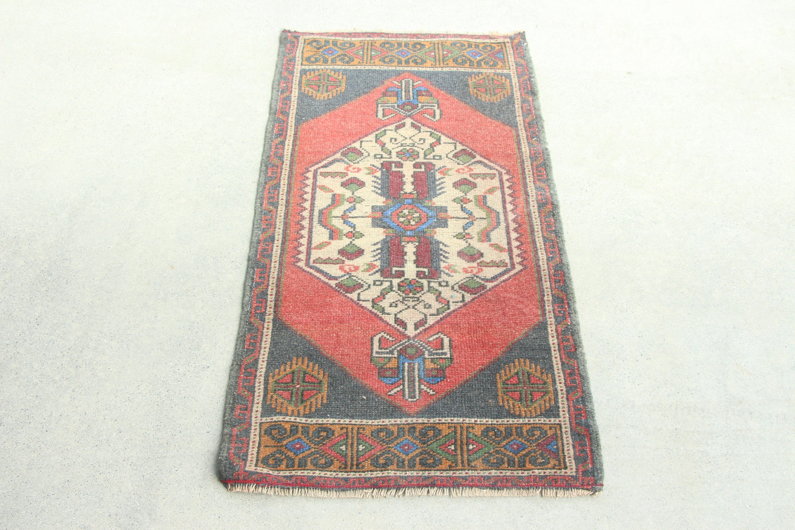 Oriental Rugs, Turkish Rug, Vintage Rugs, Bedroom Rugs, 1.9x4 ft Small Rugs, Red Bedroom Rugs, Small Boho Rug, Small Vintage Rugs