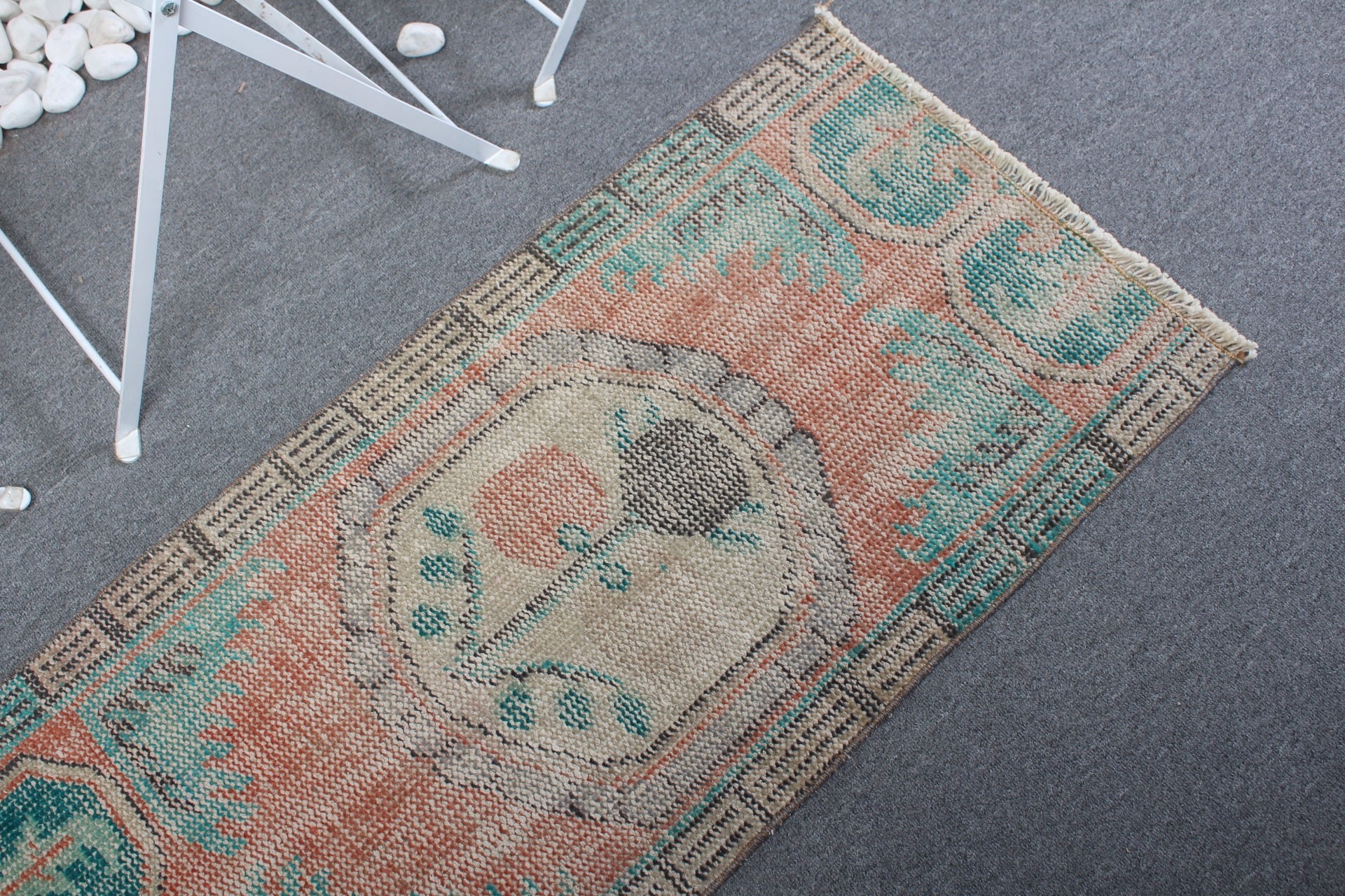 Turkish Rug, Wall Hanging Rug, Bath Rug, Cool Rug, Orange Antique Rug, Outdoor Rug, Vintage Rugs, 1.8x3.4 ft Small Rug