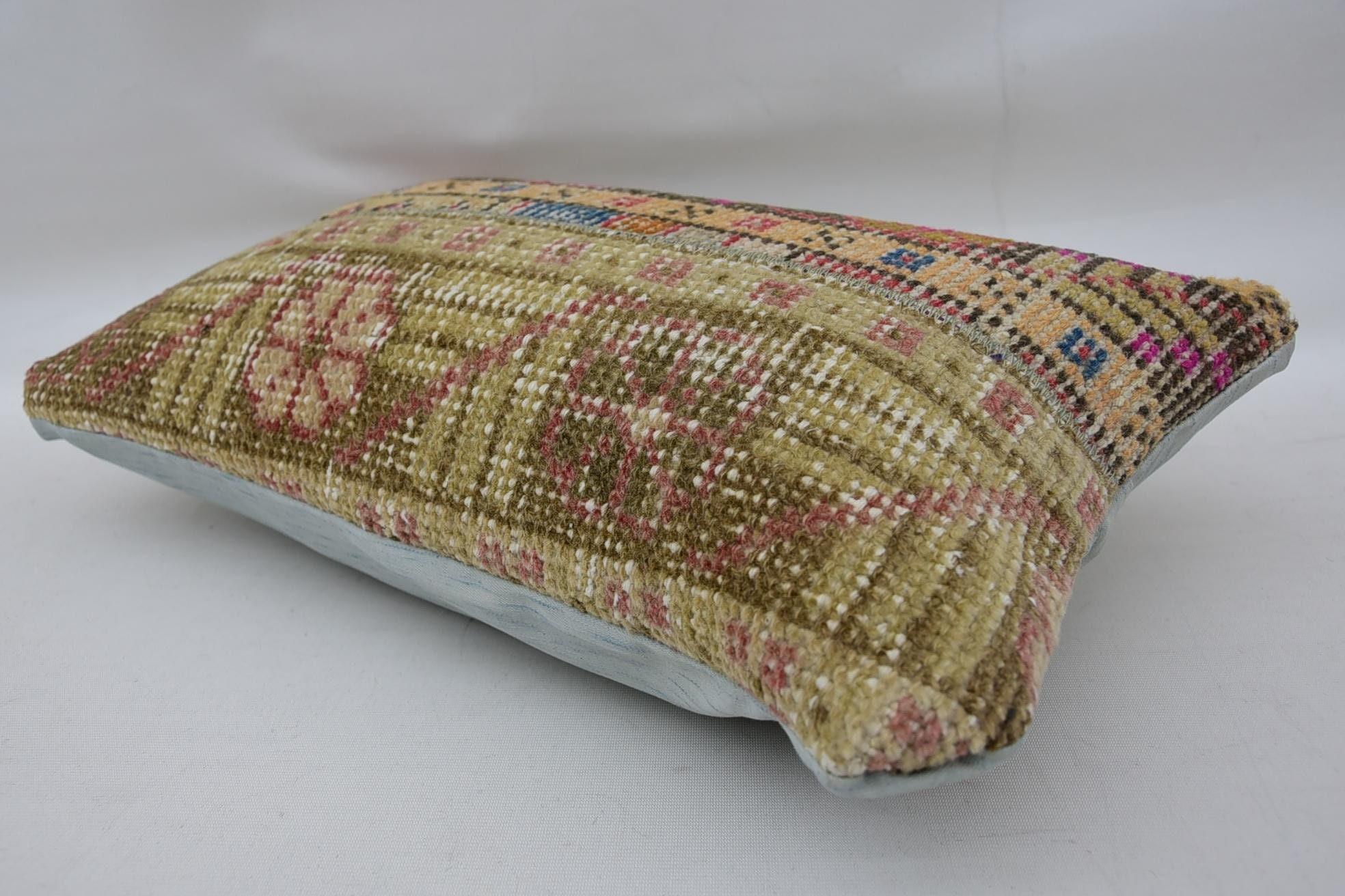 Home Decor Pillow, 12"x20" Beige Pillow Cover, Kilim Pillow Cover, Ikat Cushion Case, Vintage Kilim Throw Pillow, Bright Pillow Sham