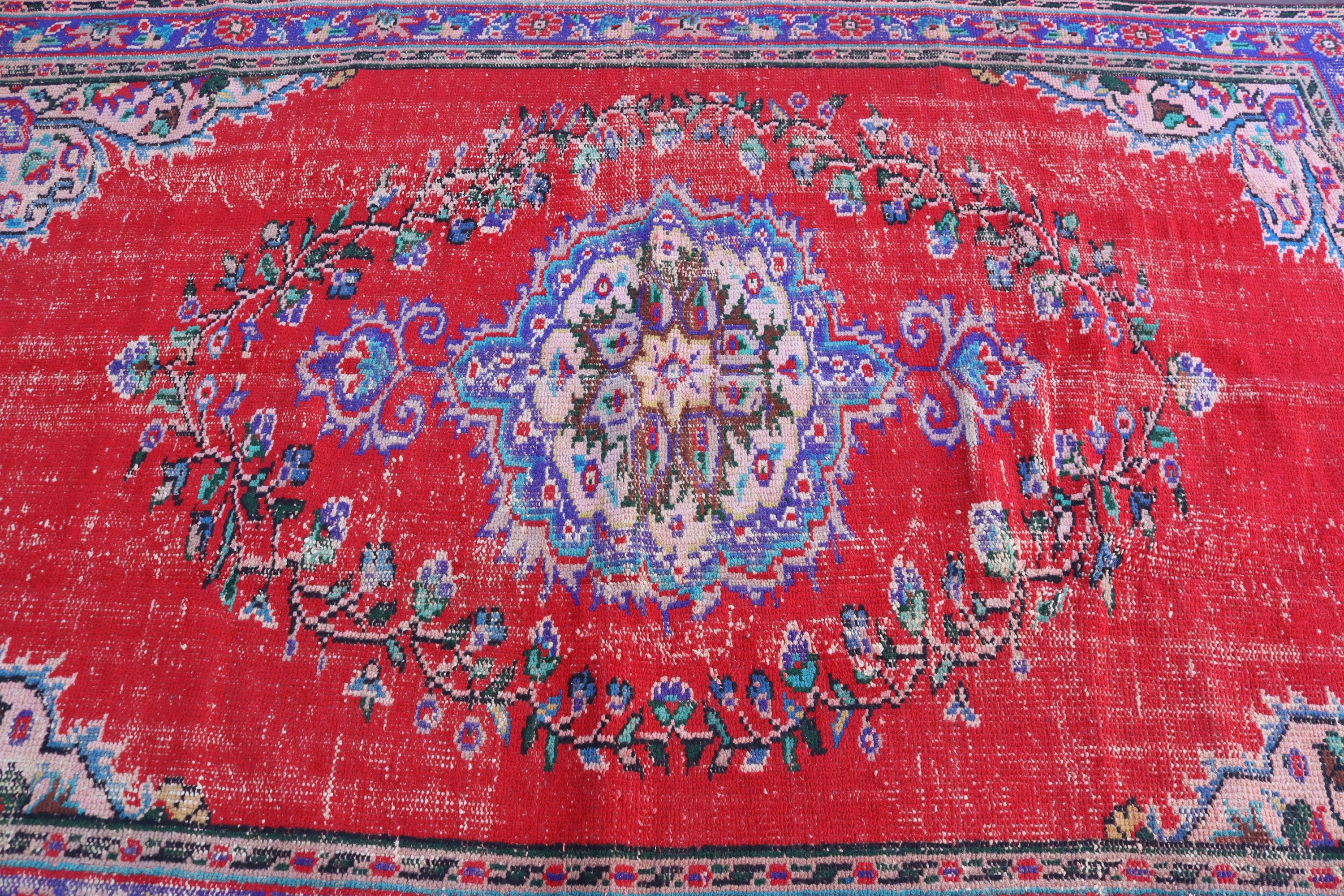 Büyük Boho Halı, 5.4x8.4 ft Büyük Halılar, Anadolu Halısı, Türk Halıları, Kırmızı Modern Halı, Vintage Halılar, Yatak Odası Halısı, Ev Dekor Halısı, Yer Halısı