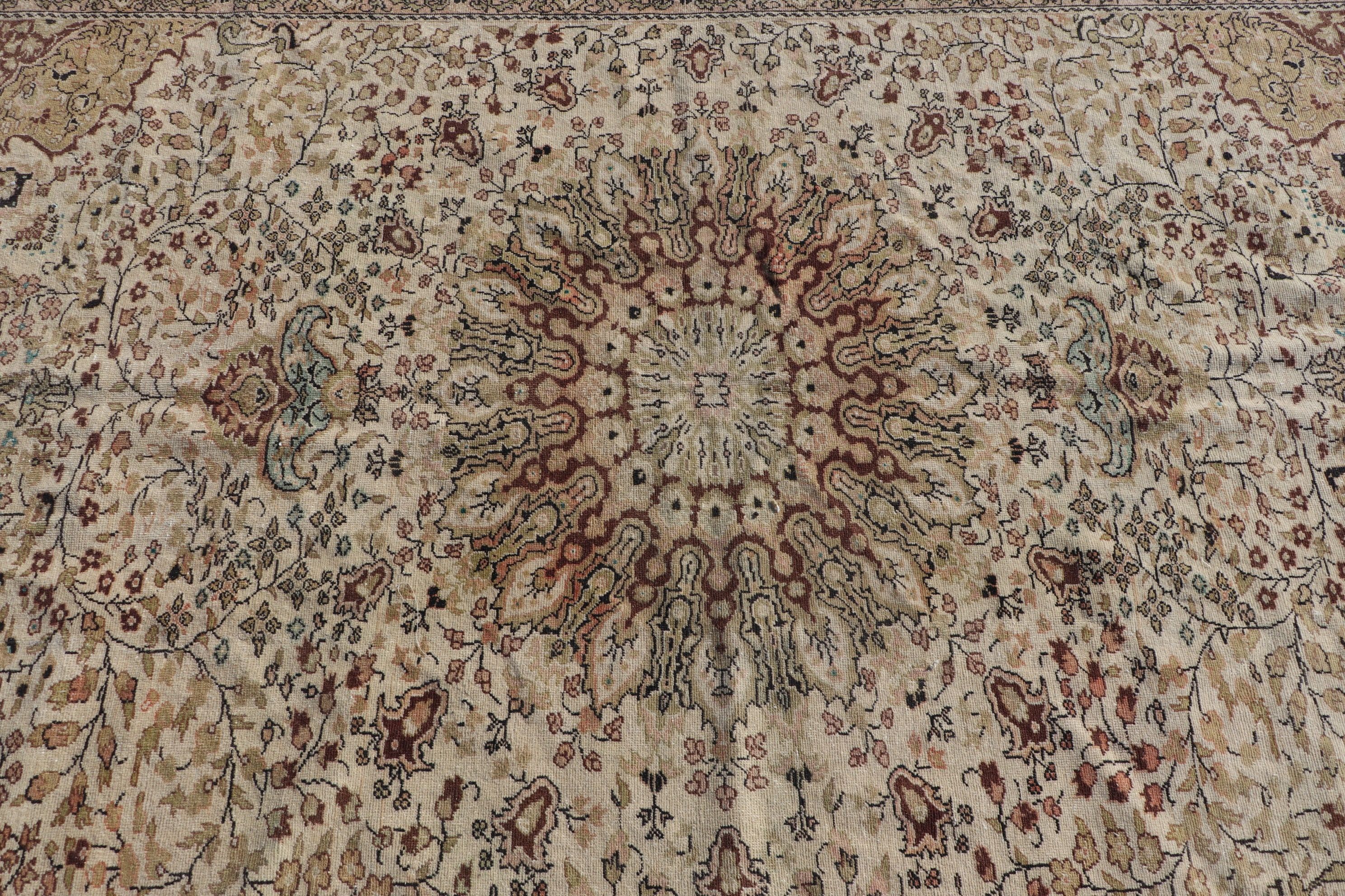 Yer Halısı, 6.3x9.5 ft Büyük Halı, Bej Anadolu Halısı, Vintage Halı, Türk Halıları, Yemek Odası Halısı, Salon Halıları, Salon Halıları