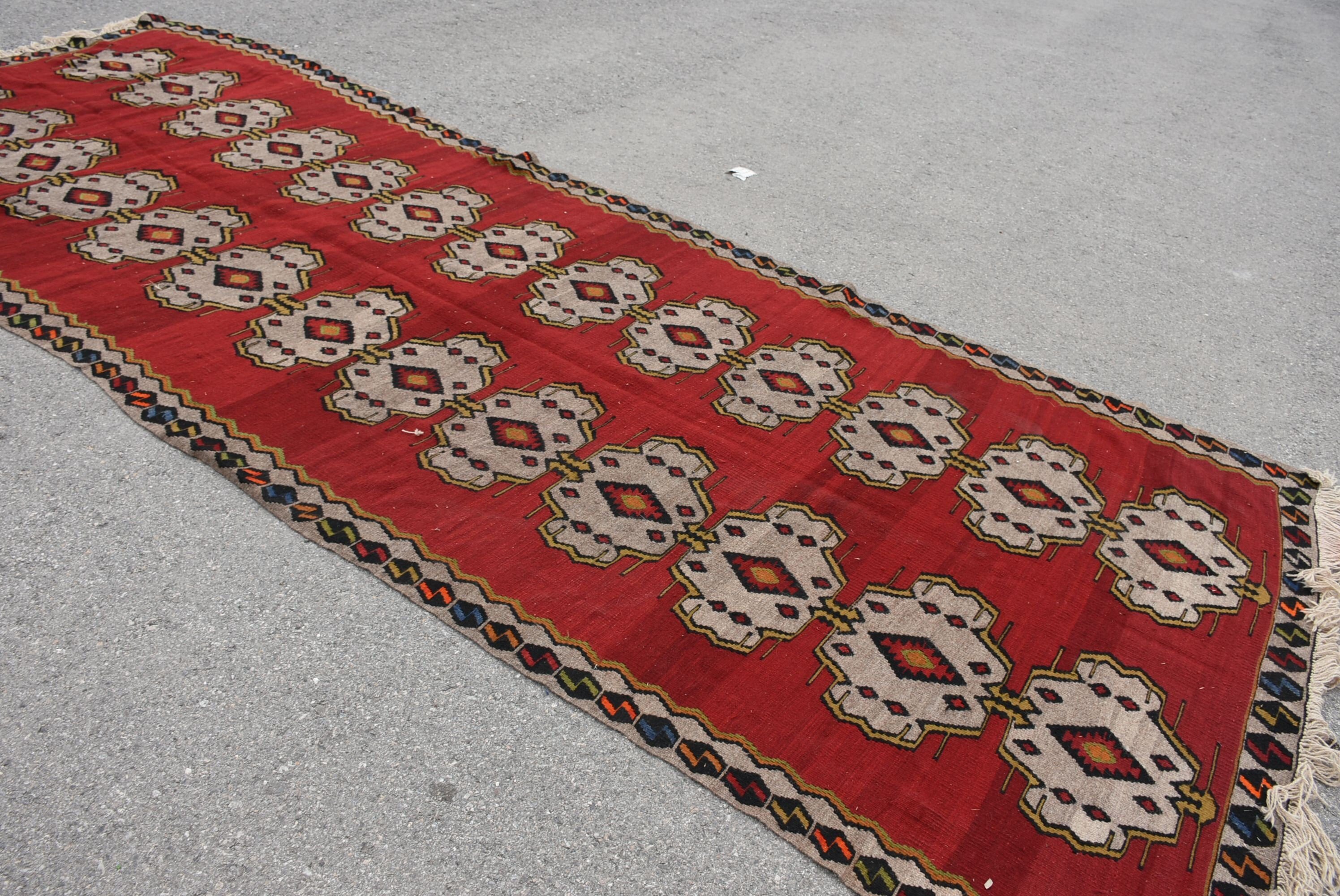 Kilim, 5.6x14.4 ft Yolluk Halısı, Vintage Halılar, Merdiven Halıları, Mutfak Halısı, Türk Halısı, Kırmızı Oryantal Halı, Oushak Halısı, Sanat Halısı, Oryantal Halılar