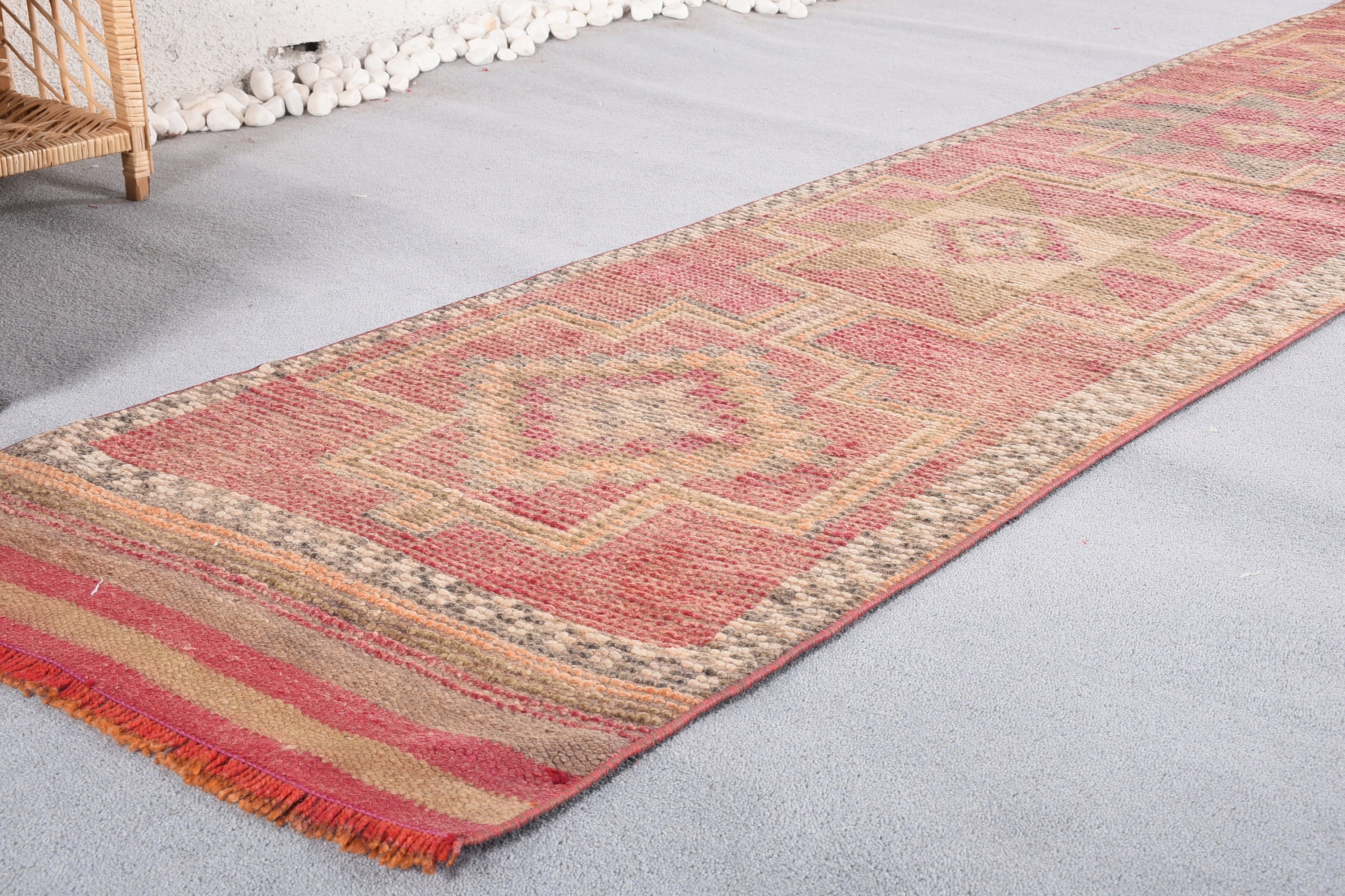 Old Rug, Vintage Rug, Stair Rugs, Turkish Rug, 2.4x10.2 ft Runner Rug, Kitchen Rugs, Red Oriental Rug, Rugs for Hallway