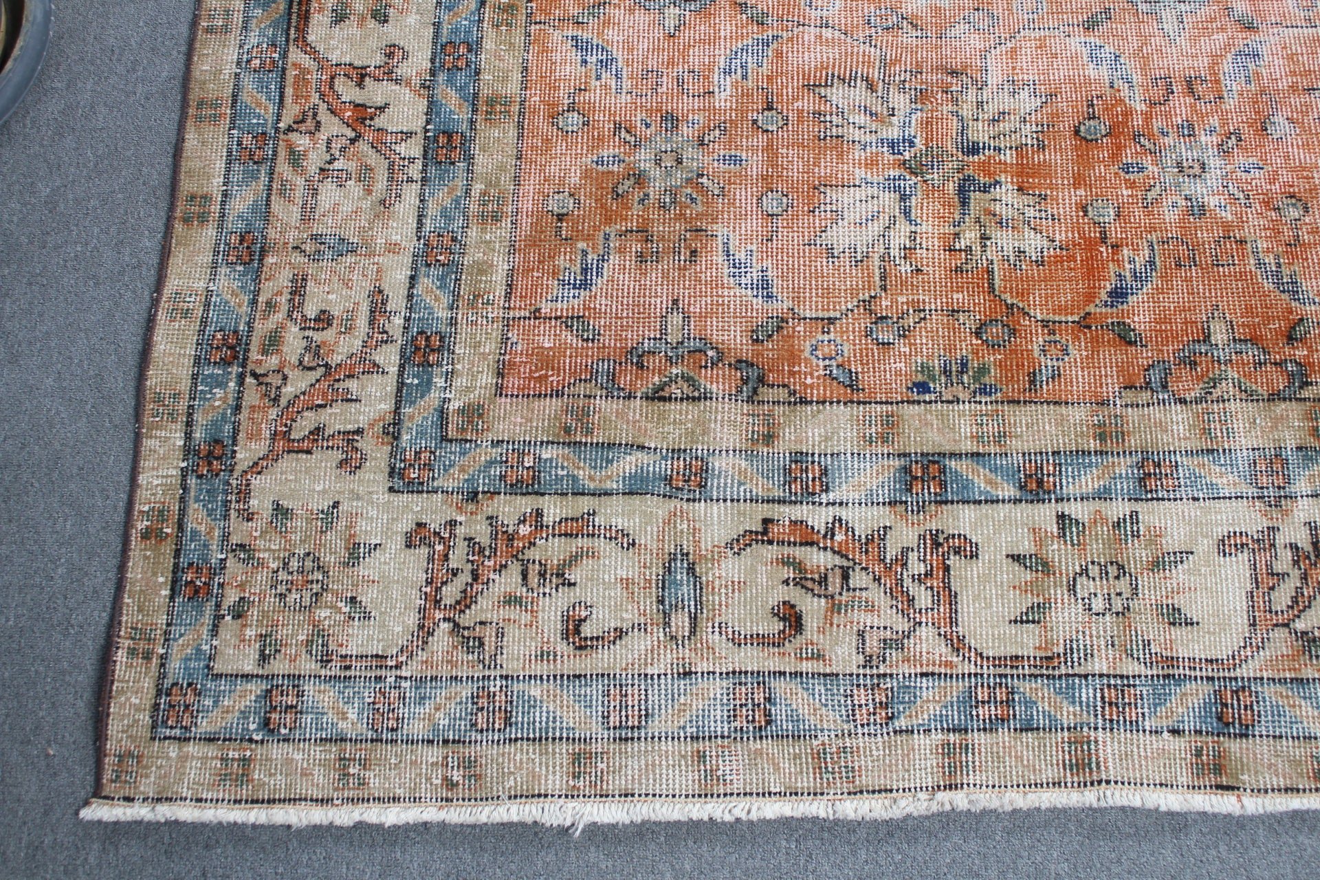 Bohemian Rug, Living Room Rug, Floor Rug, Salon Rugs, Turkish Rug, Orange Oriental Rug, Vintage Rugs, 7.7x11 ft Oversize Rug