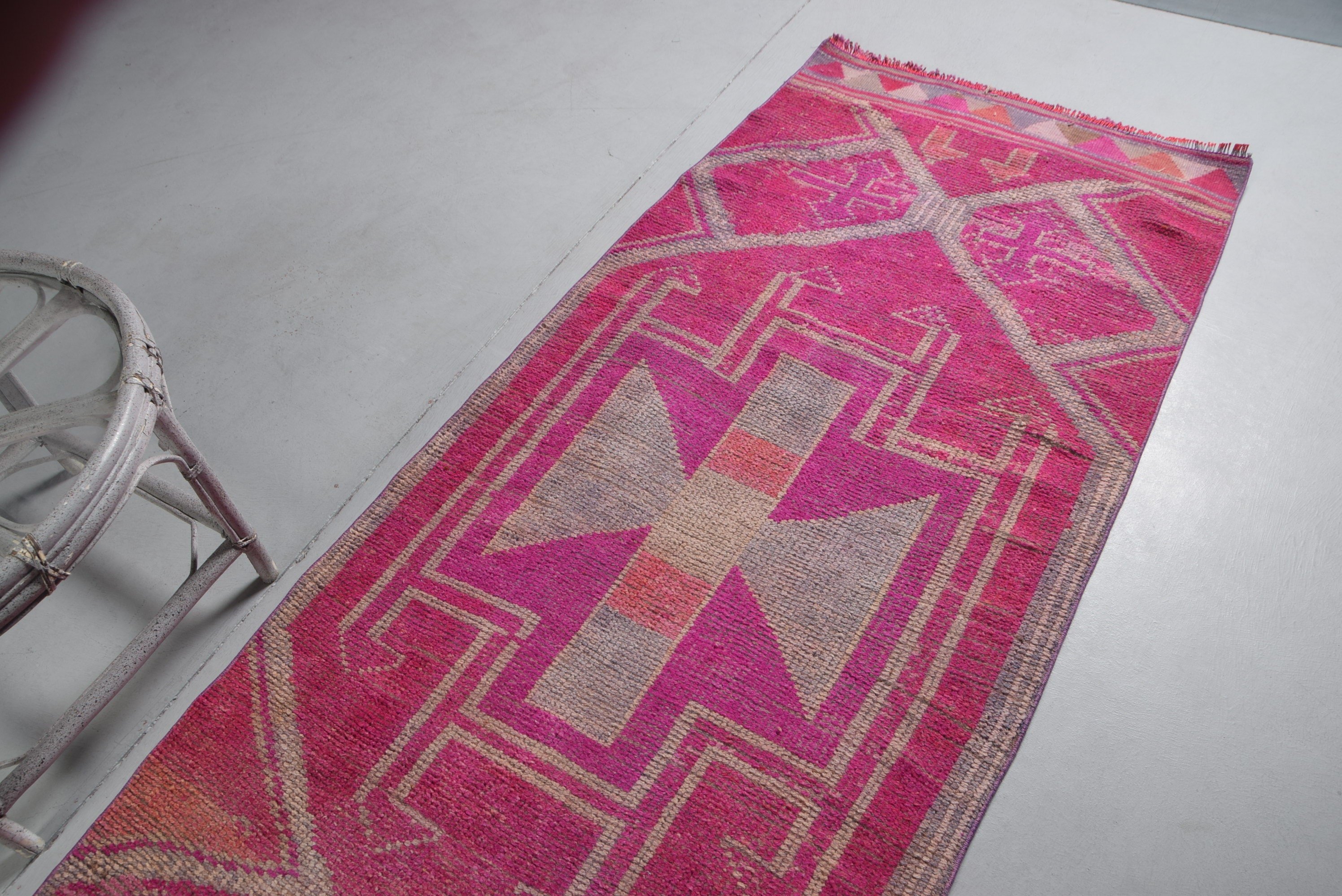 Pink Bedroom Rug, Vintage Rugs, Hallway Rug, Turkish Rug, Cute Rug, Rugs for Corridor, Kitchen Rug, 3.2x11.5 ft Runner Rug, Moroccan Rug