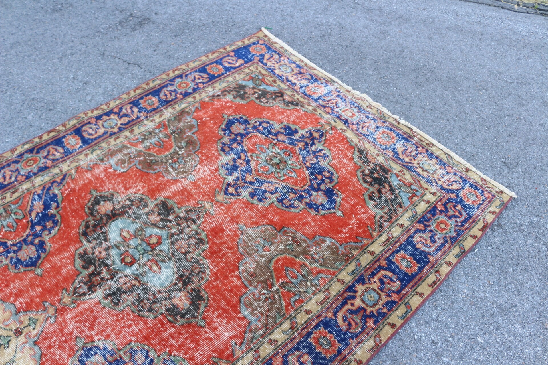 Vintage Rug, Home Decor Rug, Red Kitchen Rugs, Pastel Rugs, Oriental Rugs, 4.7x11.4 ft Large Rug, Living Room Rug, Salon Rug, Turkish Rugs