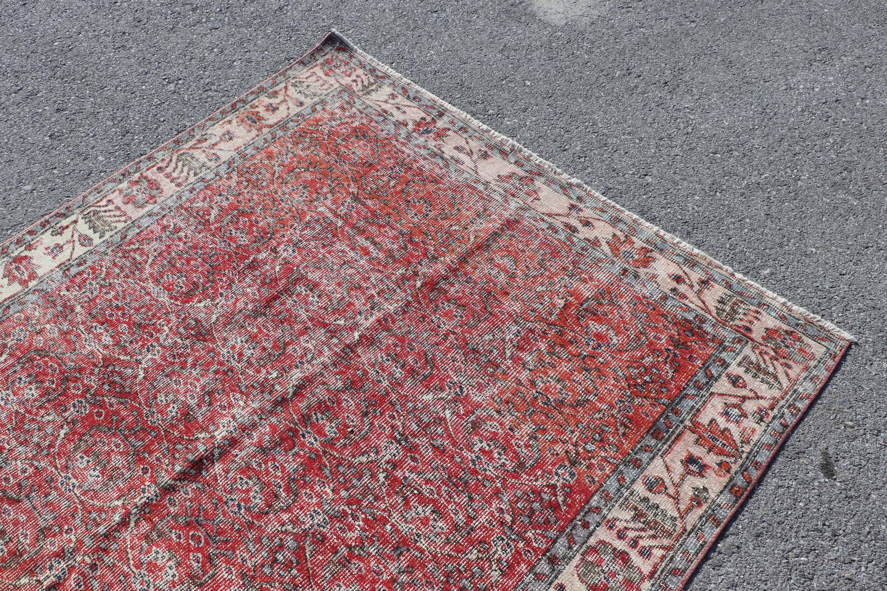 Living Room Rug, Anatolian Rug, Vintage Rugs, Turkish Rug, 5.2x9.1 ft Large Rug, Boho Rugs, Red Oushak Rug, Salon Rugs, Home Decor Rug