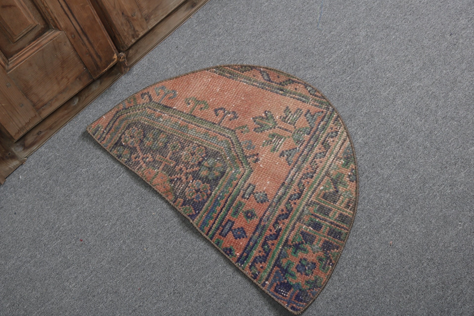 Küçük Boho Halılar, El Yapımı Halı, Yatak Odası Halıları, Turuncu Yün Halılar, 2,5x1,5 ft Küçük Halı, Yer Halıları, Türk Halıları, Antika Halılar, Vintage Halı