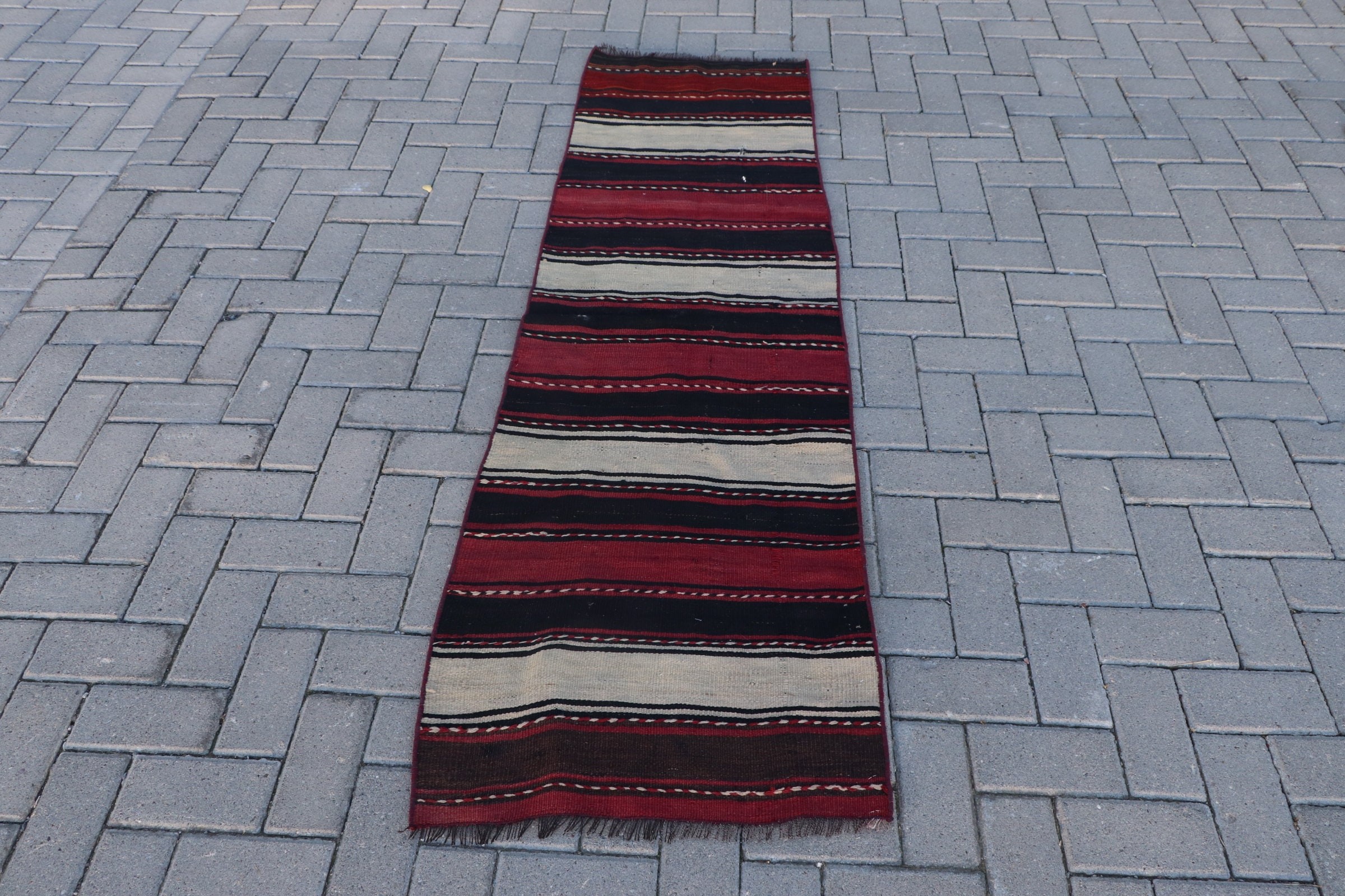 Corridor Rug, Turkish Rug, Kitchen Rugs, Bohemian Rug, Red Home Decor Rugs, Cool Rugs, Wool Rug, Kilim, Vintage Rug, 2x6.6 ft Runner Rugs