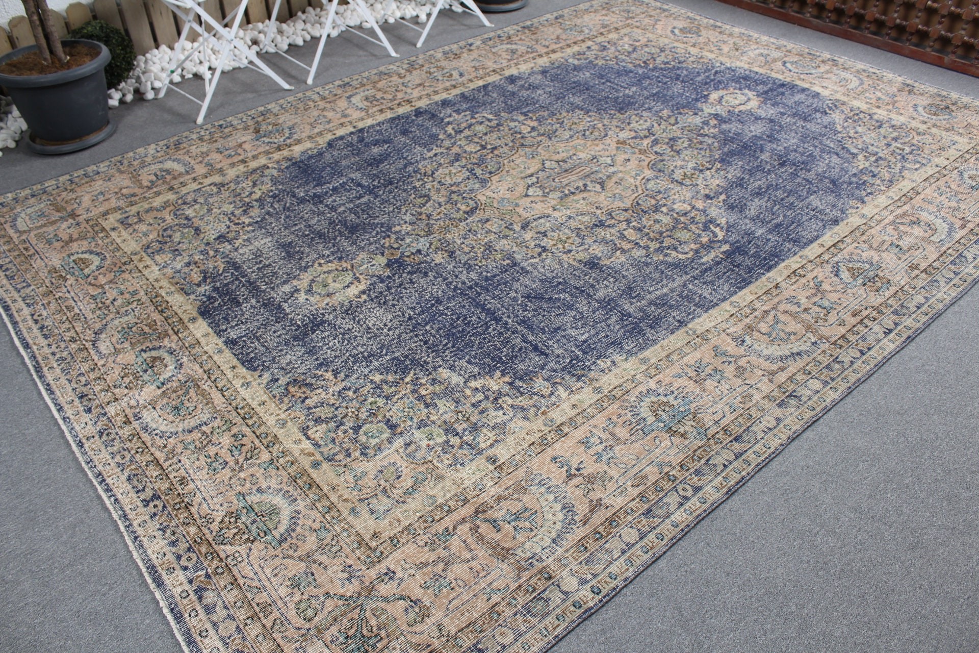 Blue Kitchen Rug, Living Room Rug, Turkish Rugs, Office Rug, Oushak Rug, Vintage Rugs, 7.8x10.9 ft Oversize Rugs, Saloon Rug