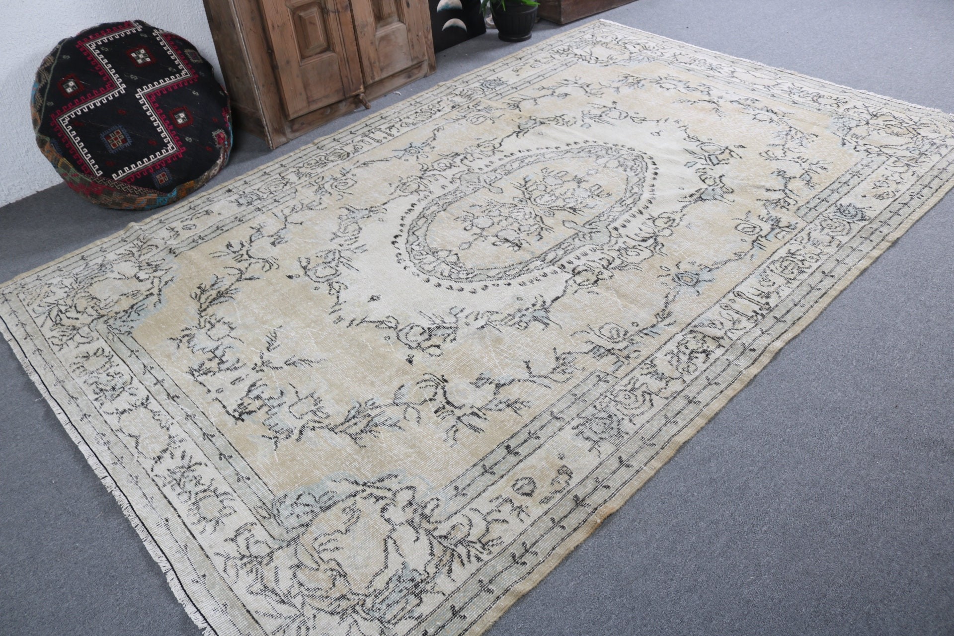 Moroccan Rugs, Beige Bedroom Rugs, Living Room Rug, Bedroom Rugs, Vintage Rug, Turkish Rugs, 6.1x9.4 ft Large Rug, Rugs for Bedroom