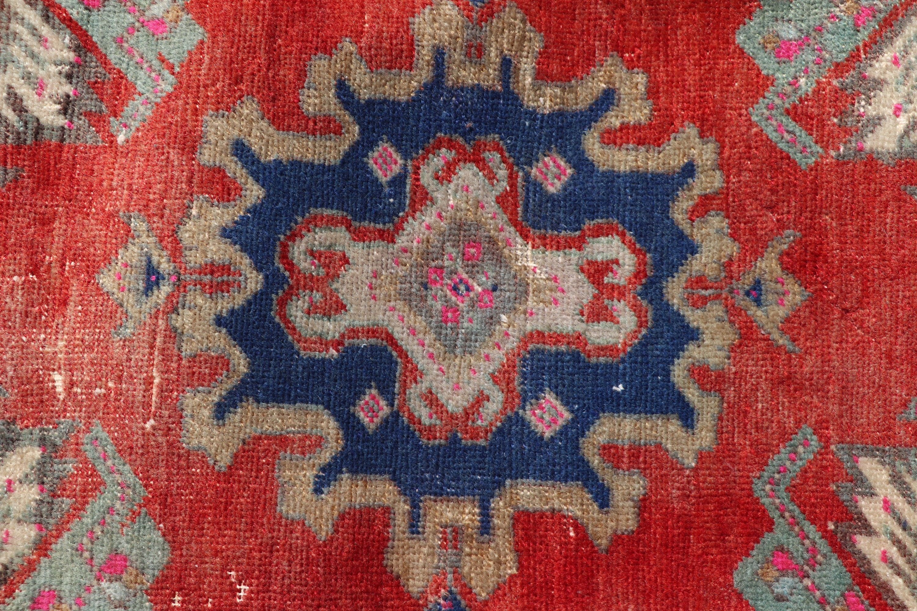 Vintage Rug, 1.3x3.5 ft Small Rugs, Car Mat Rug, Door Mat Rugs, Boho Rug, Turkish Rug, Rugs for Kitchen, Red Statement Rugs, Oriental Rugs