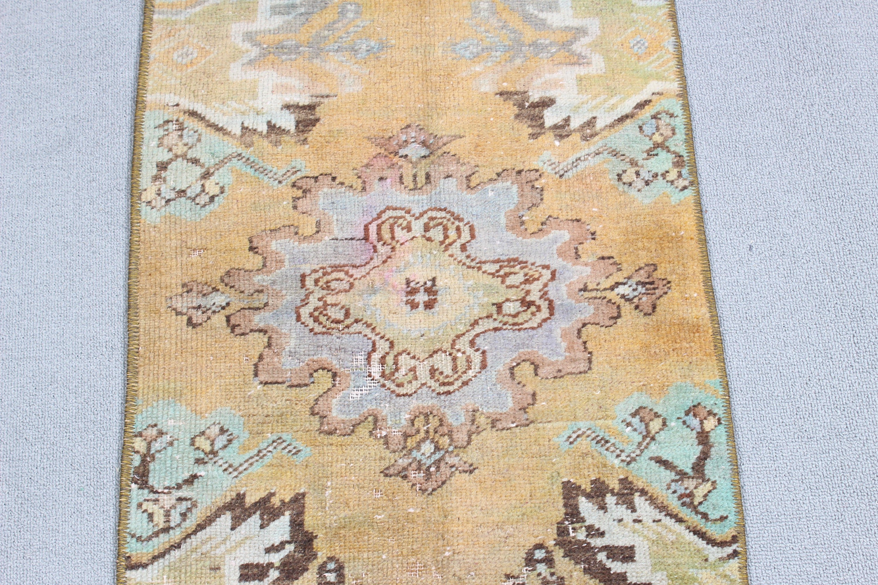 Turkish Rug, Handmade Rug, Handwoven Rug, Nursery Rugs, Floor Rugs, Vintage Rug, Yellow Boho Rugs, Bath Rugs, 1.4x3.1 ft Small Rugs