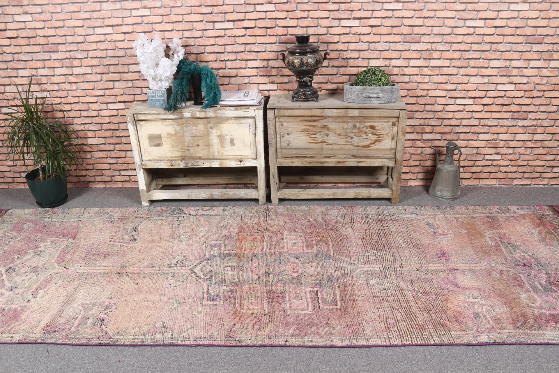 Türk Halıları, Vintage Halılar, Koridor Halısı, 3.8x11.5 ft Runner Halısı, Runner Halıları, Bej Zemin Halısı, Fas Halısı, Oryantal Halı, Eski Halı