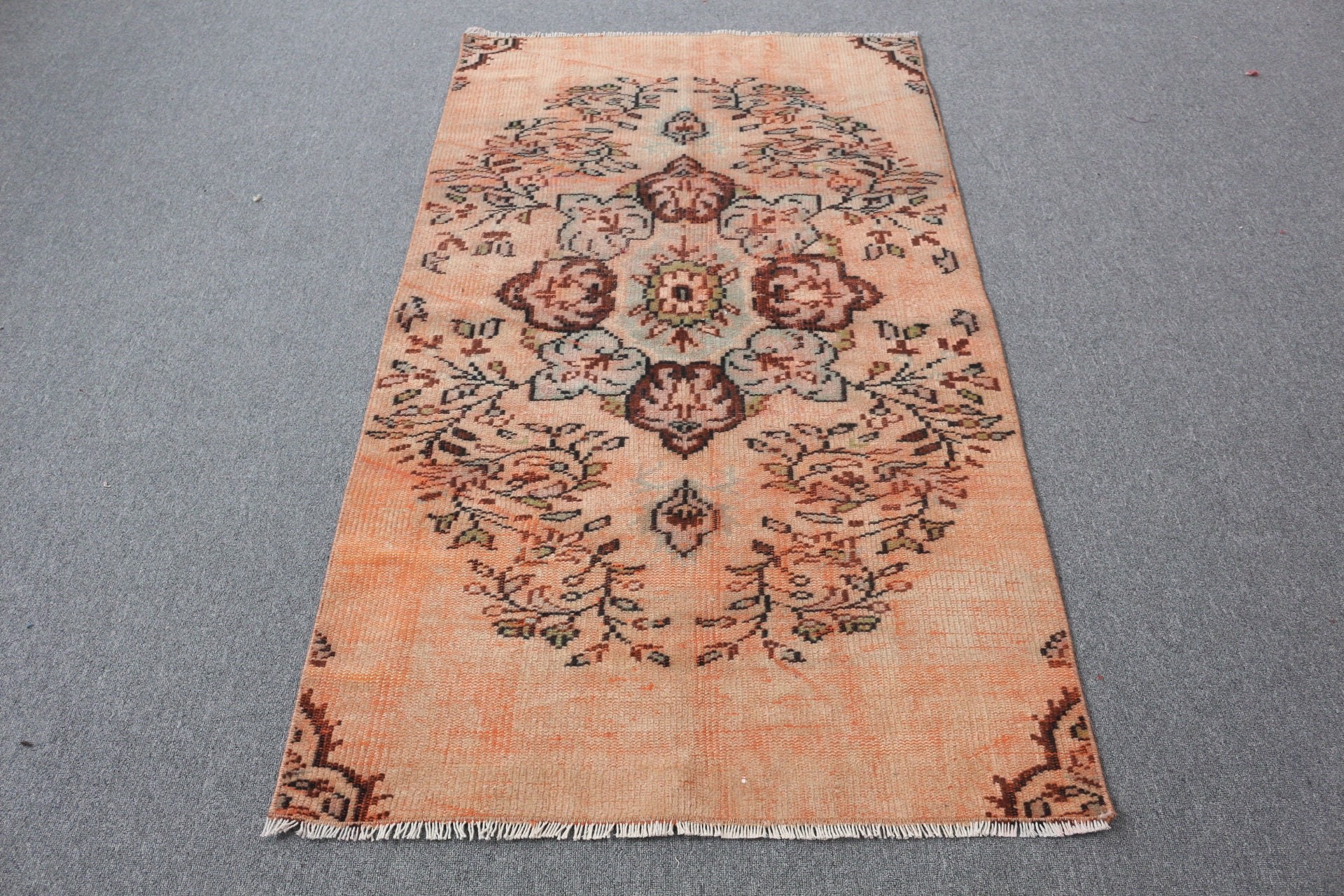 Orange  3.3x5.9 ft Accent Rug, Anatolian Rug, Bedroom Rugs, Vintage Rug, Entry Rug, Turkish Rugs, Rugs for Kitchen, Cool Rug