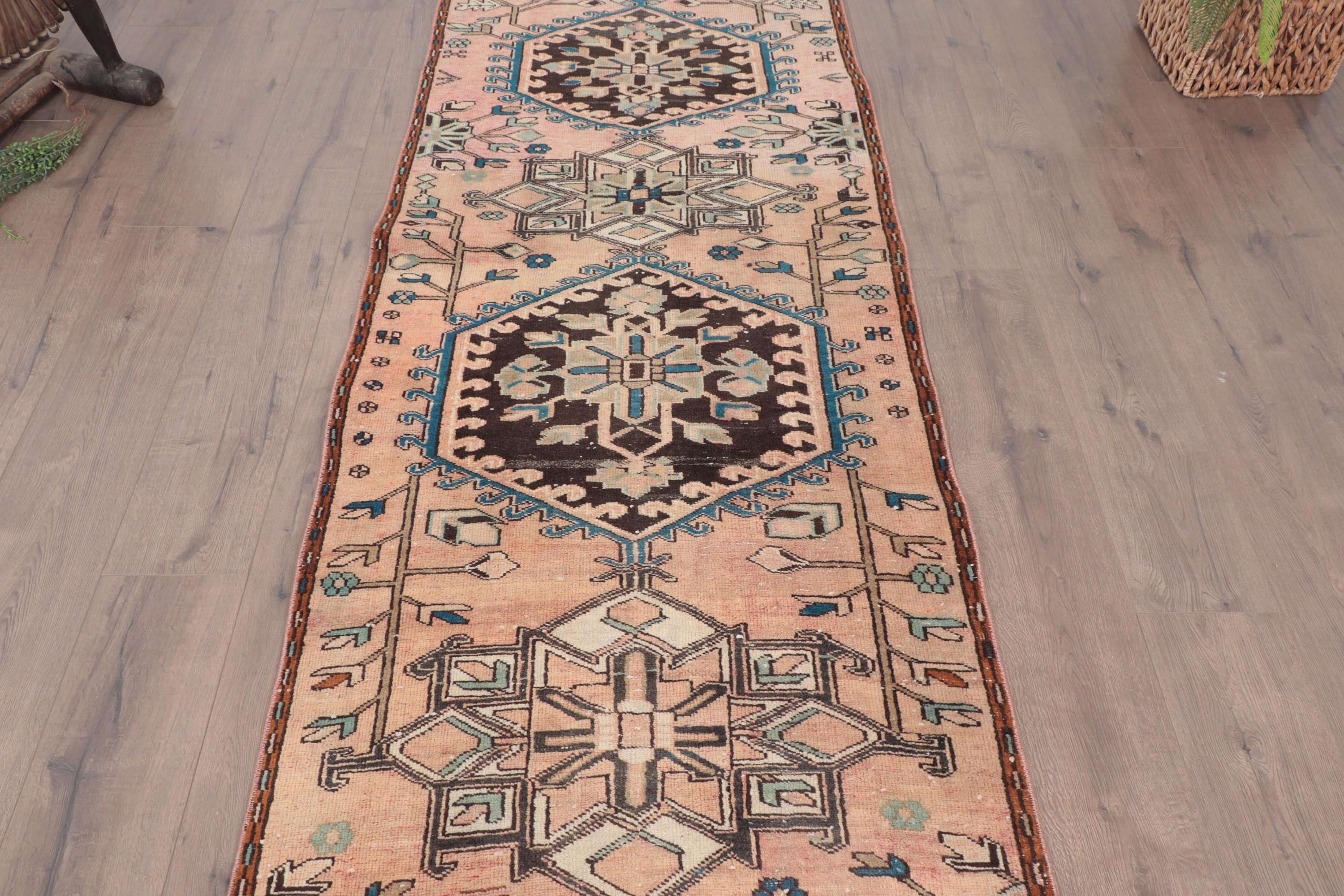 2.9x9.4 ft Runner Rugs, Vintage Rug, Corridor Rugs, Hallway Rug, Turkish Rug, Boho Rug, Brown Home Decor Rugs, Statement Rug