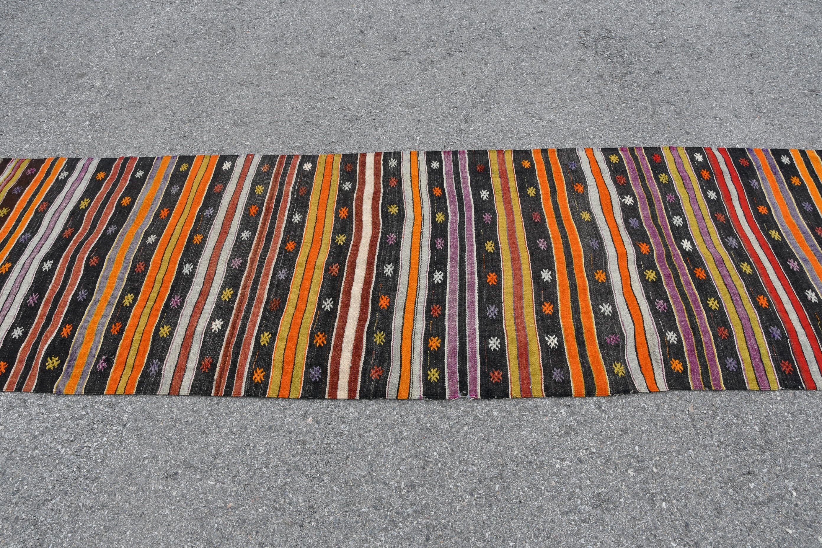 Kitchen Rugs, Kilim, Oriental Rugs, Vintage Rug, Hallway Rug, Orange Oriental Rug, 2.8x8.9 ft Runner Rug, Turkish Rug