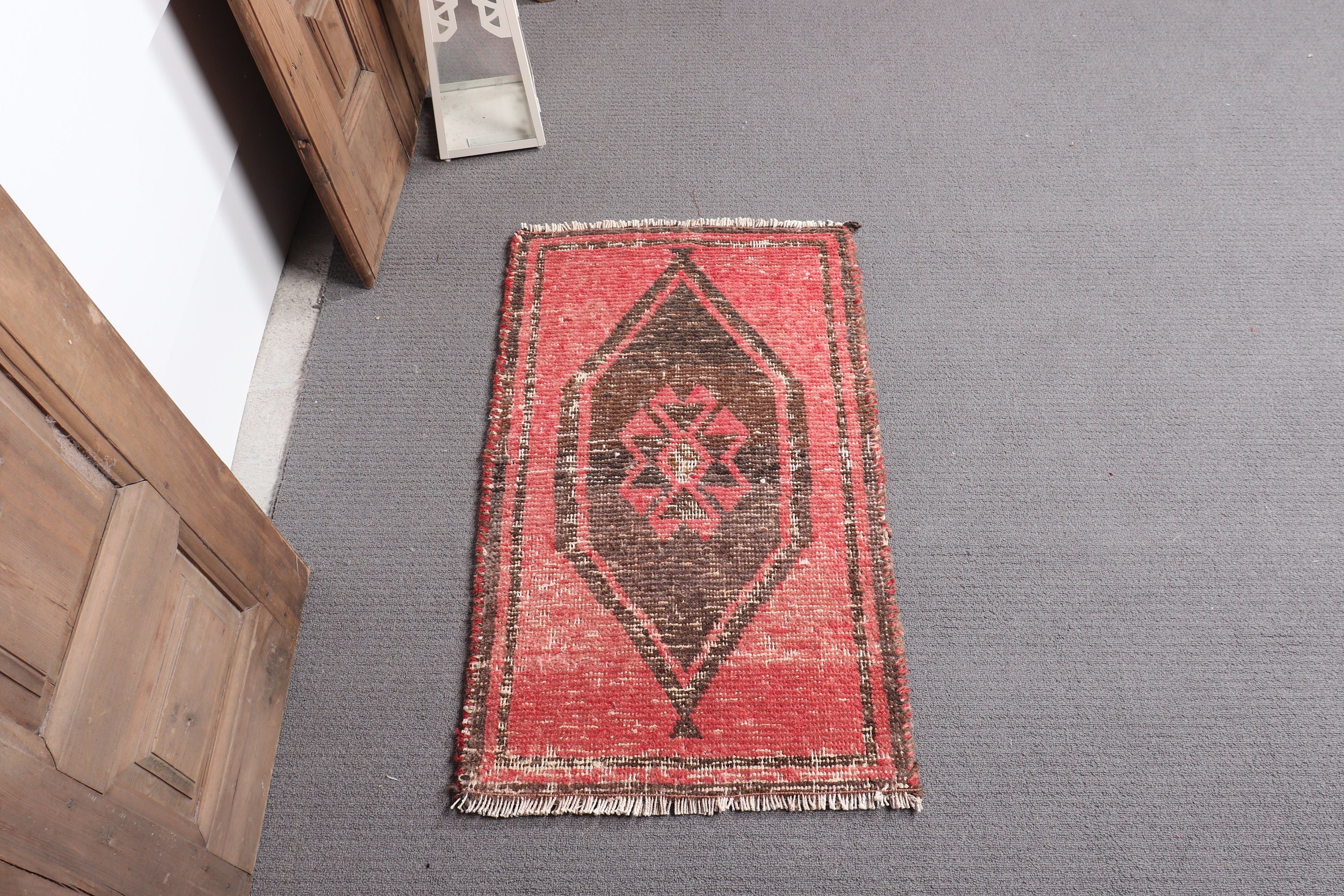 Turkish Rug, Car Mat Rug, Bath Rug, Oushak Rugs, Kitchen Rug, Art Rugs, Vintage Rug, Red Cool Rugs, Rugs for Entry, 1.6x2.8 ft Small Rugs