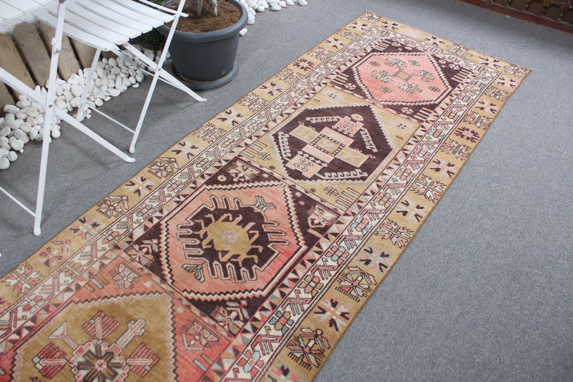 Koridor Halısı, Boho Halısı, Mutfak Halıları, Kırmızı Oryantal Halısı, Türk Halısı, Vintage Halısı, Mutfak Halısı, Oushak Halıları, 3,3x12,1 ft Runner Halıları