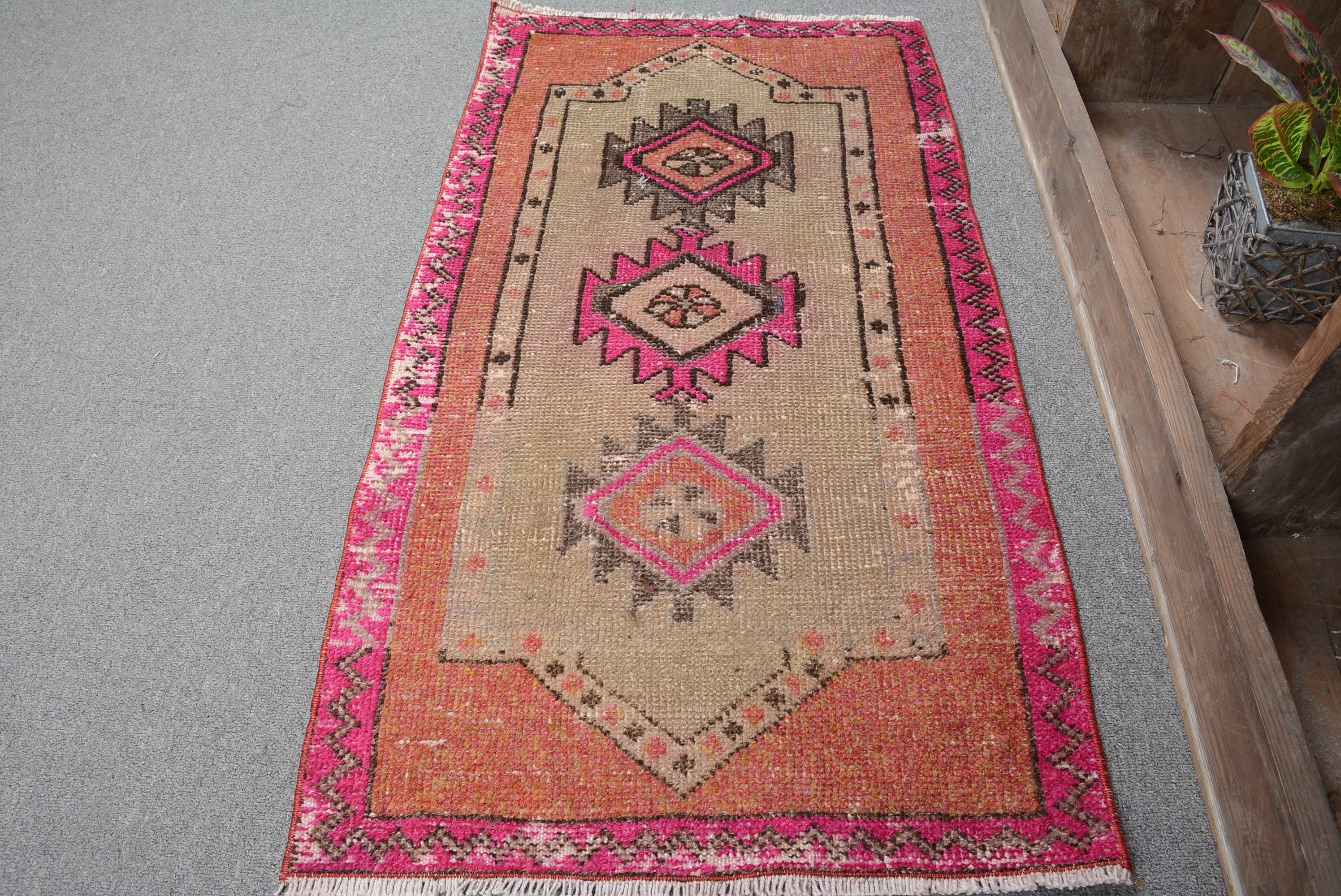 Nursery Rug, Bedroom Rug, Distressed Rugs, Vintage Rug, Bath Rug, Home Decor Rug, Pink Home Decor Rugs, 1.8x3.2 ft Small Rug, Turkish Rugs